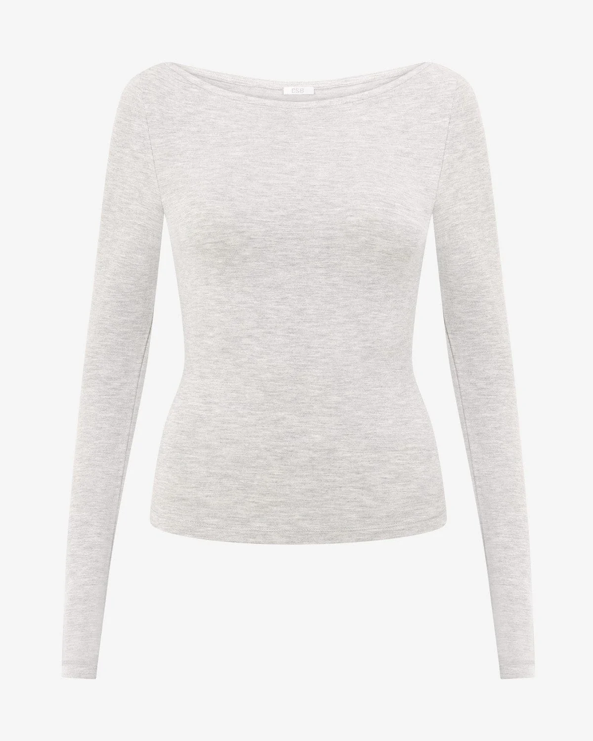 Boat Neck Long Sleeve Top | Snow Marl - Image 4
