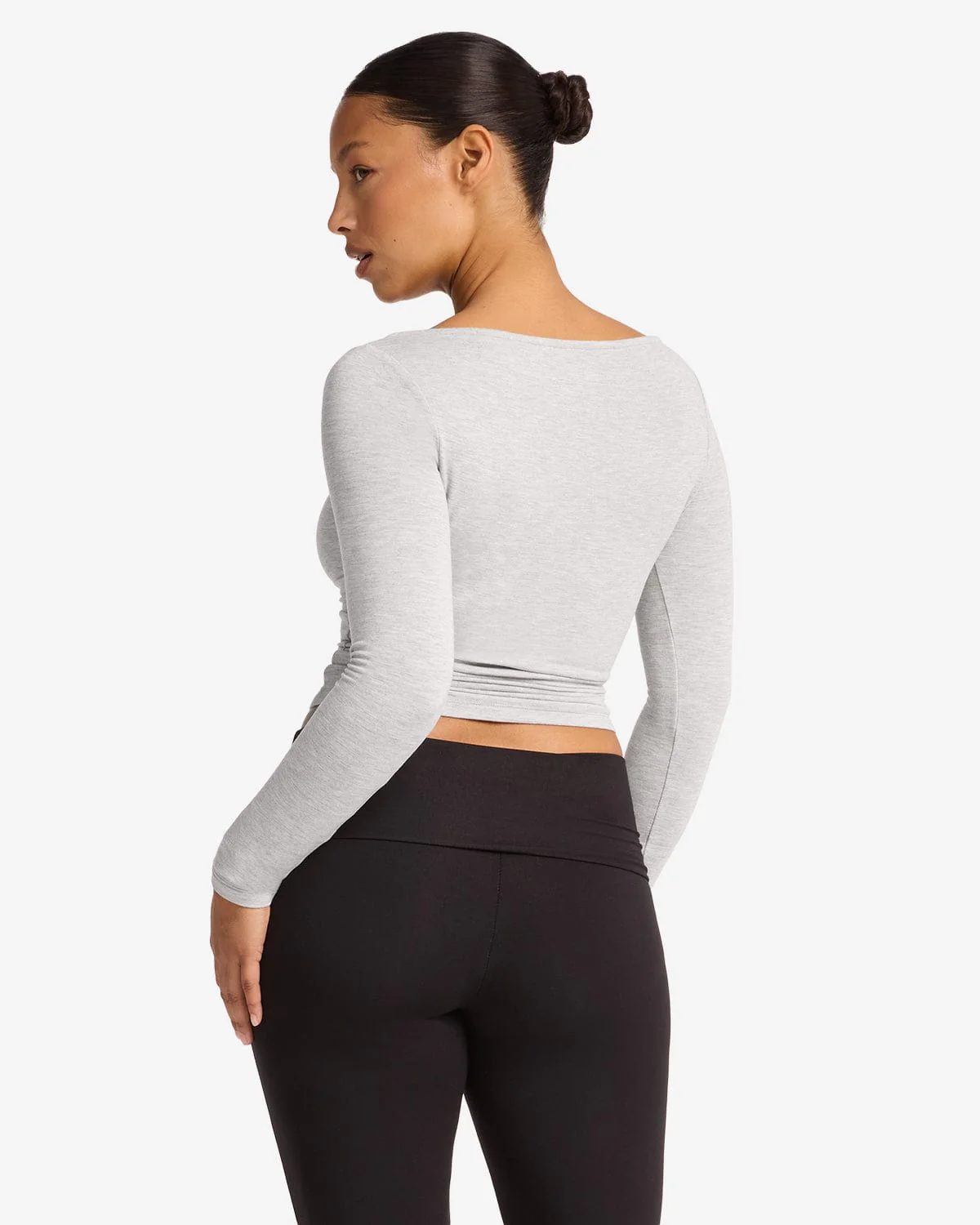 Boat Neck Long Sleeve Top | Snow Marl - Image 7