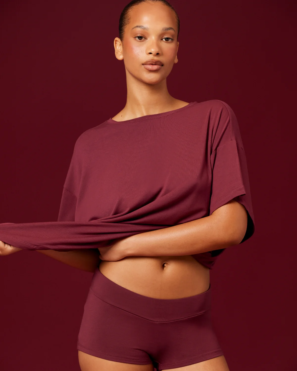 Boy Leg Shorts | Burgundy - Image 3