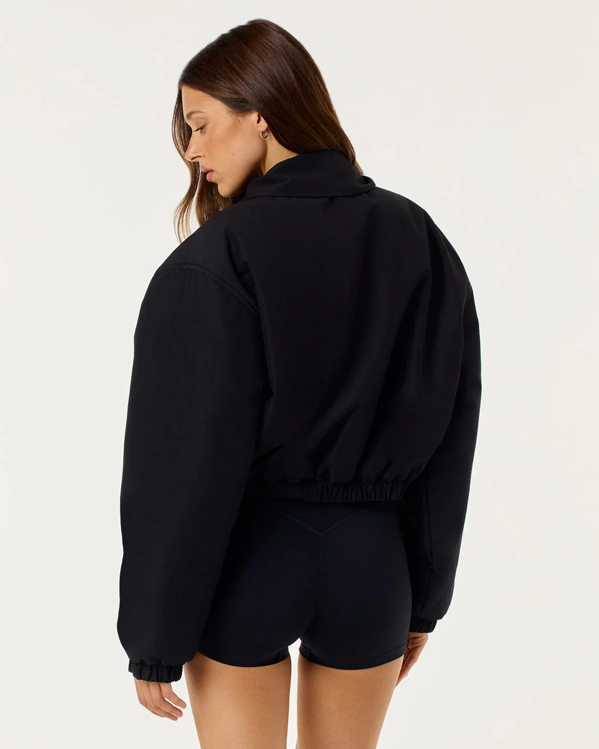 Cropped Oversized Bomber Jacket | Black - Image 4