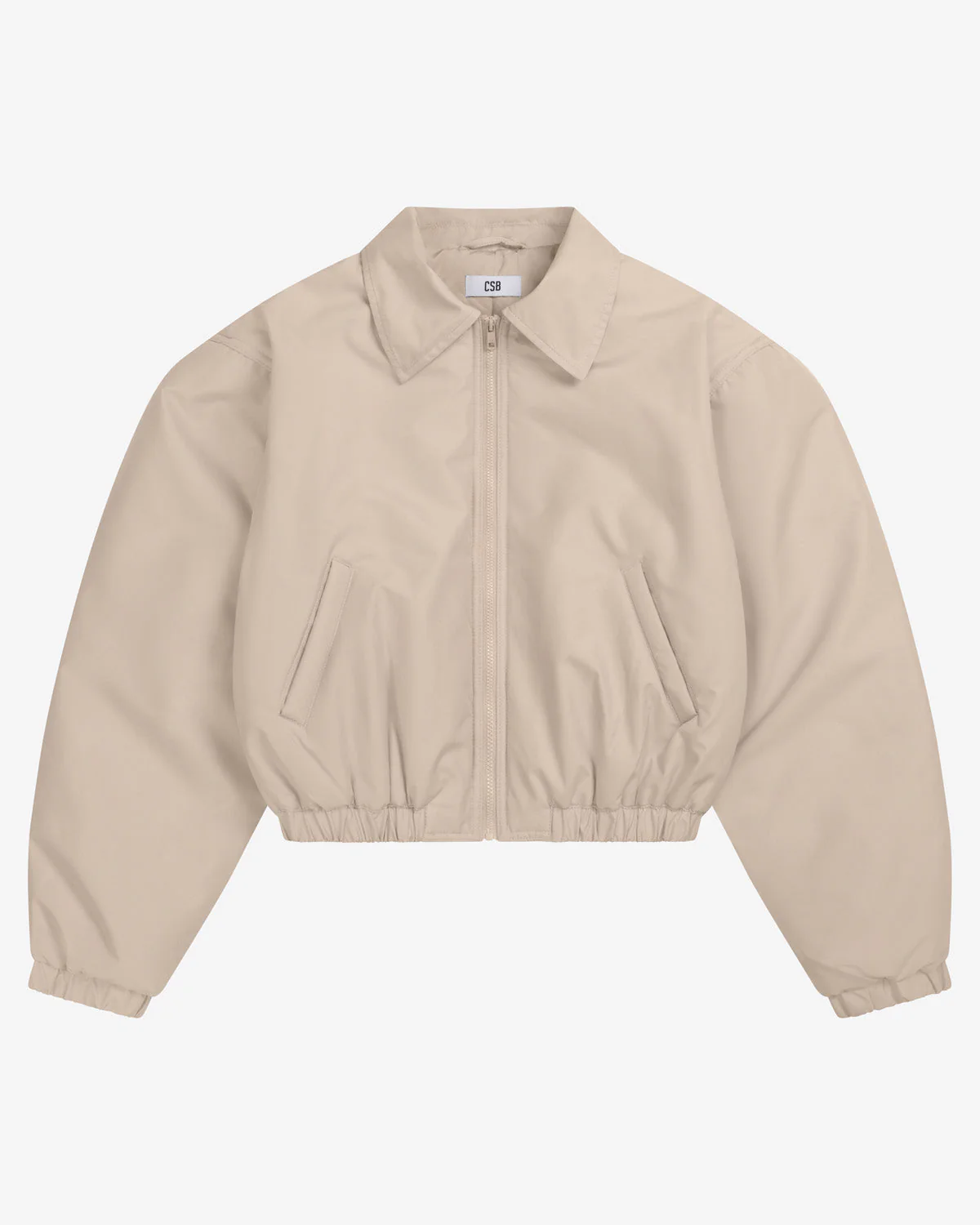 Cropped Oversized Bomber Jacket | Fawn - Image 7