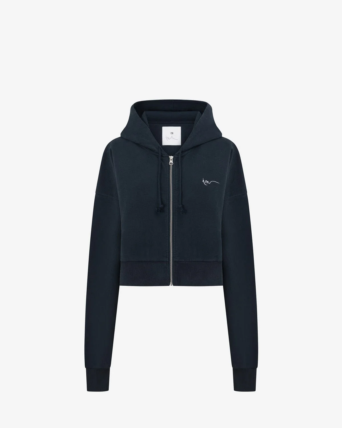 Cropped Zip Hoodie | Deep Navy - Image 5