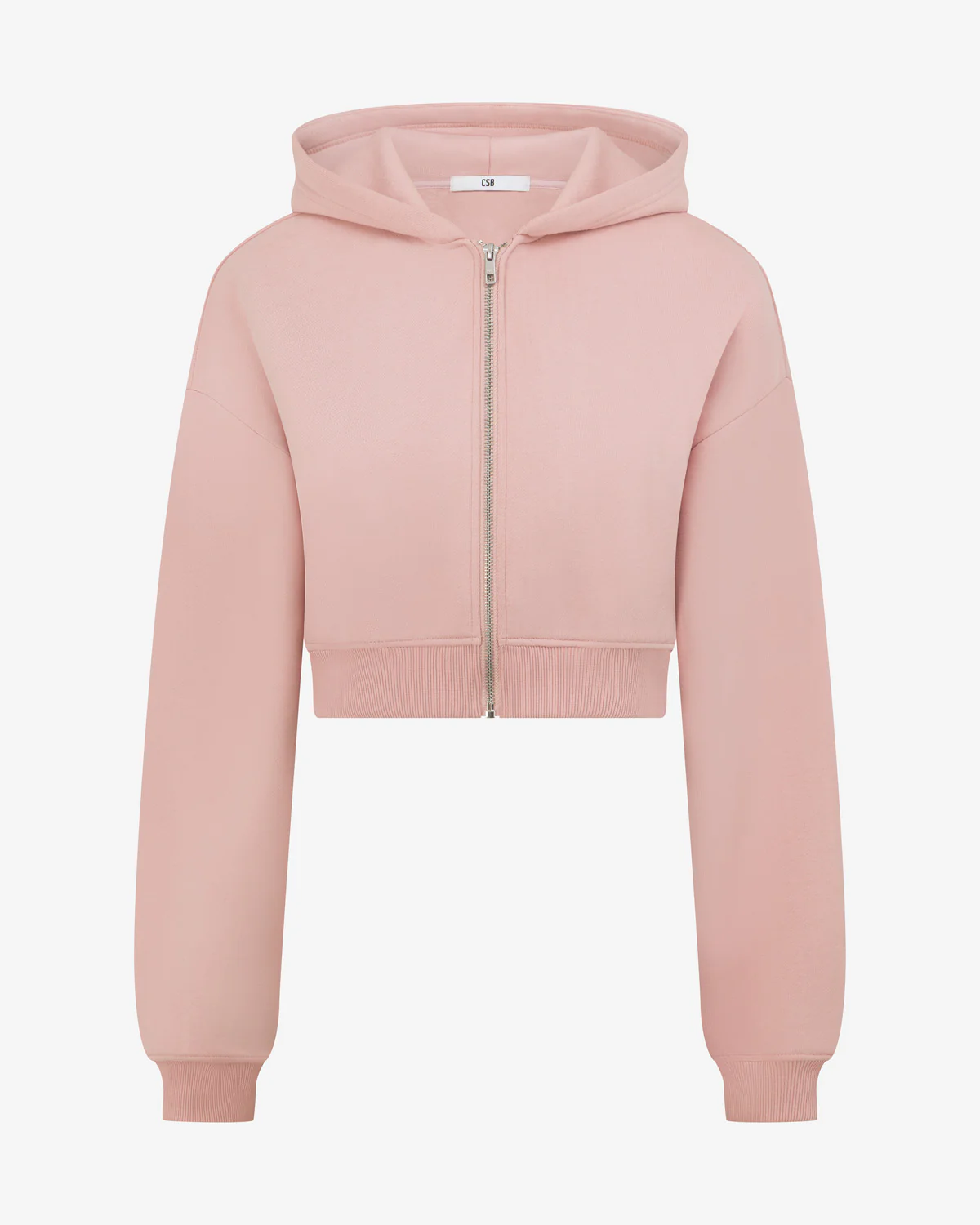 Cropped Zip Hoodie | Dusty Pink - Image 8
