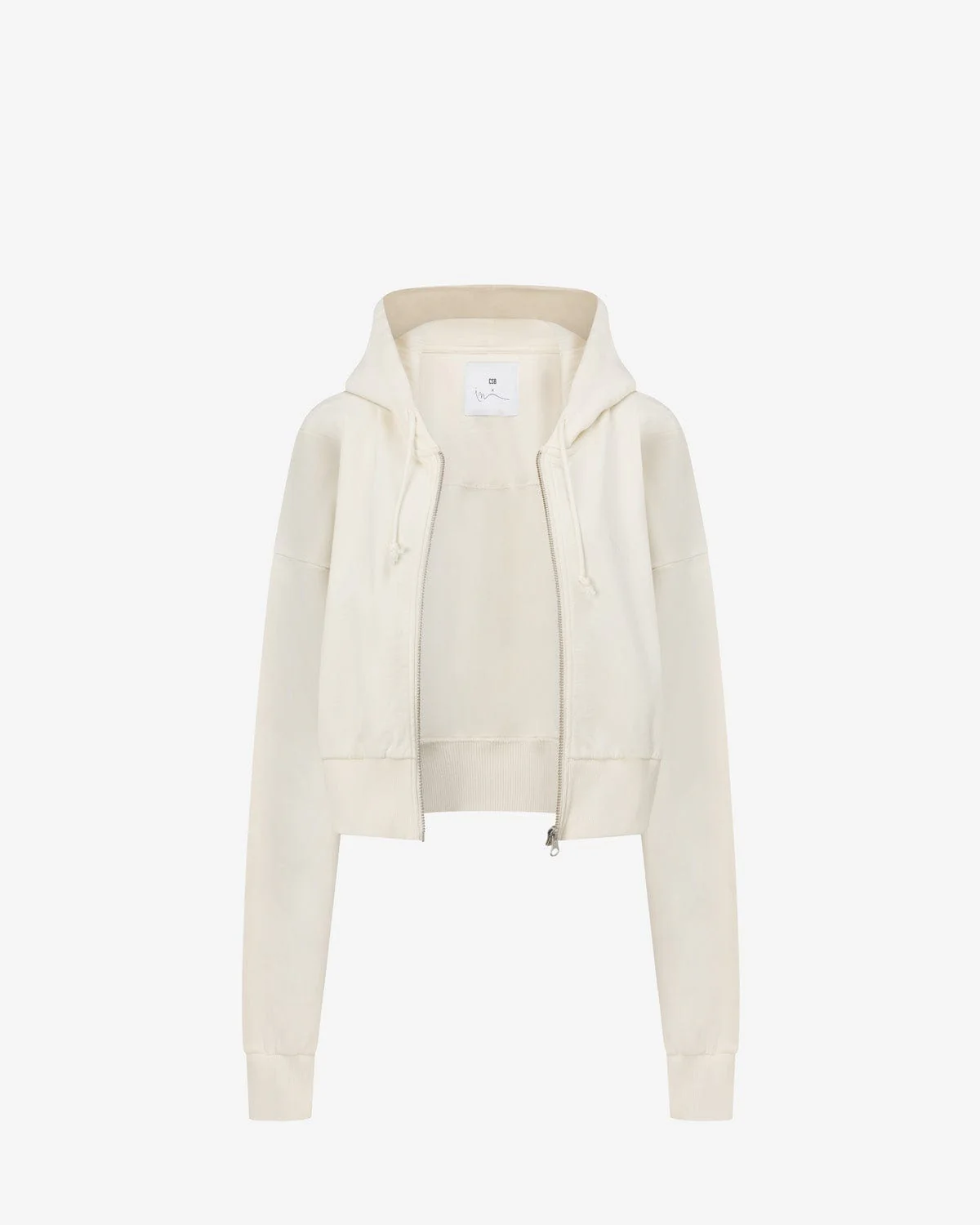 Cropped Zip Hoodie | Milk - Image 10