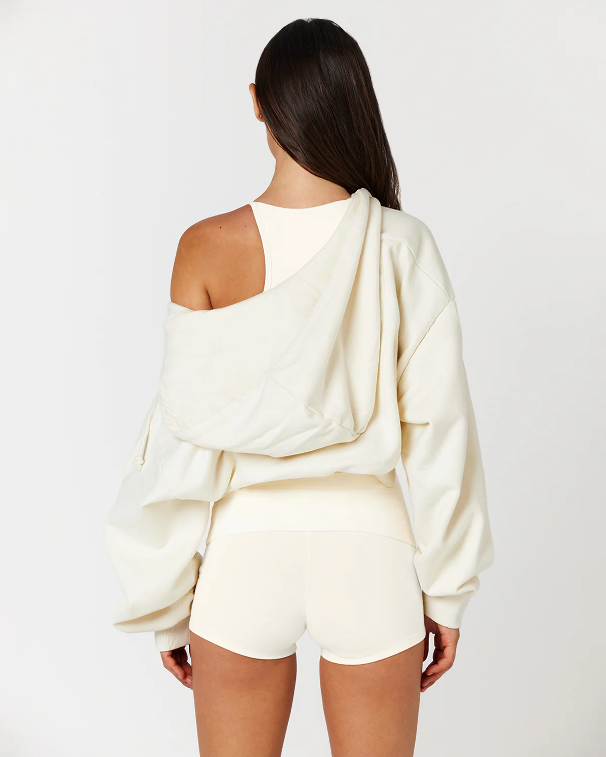 Cropped Zip Hoodie | Milk - Image 6