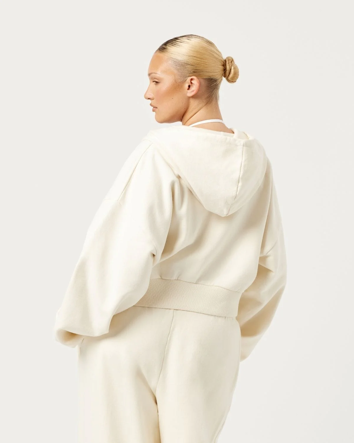Cropped Zip Hoodie | Milk - Image 9