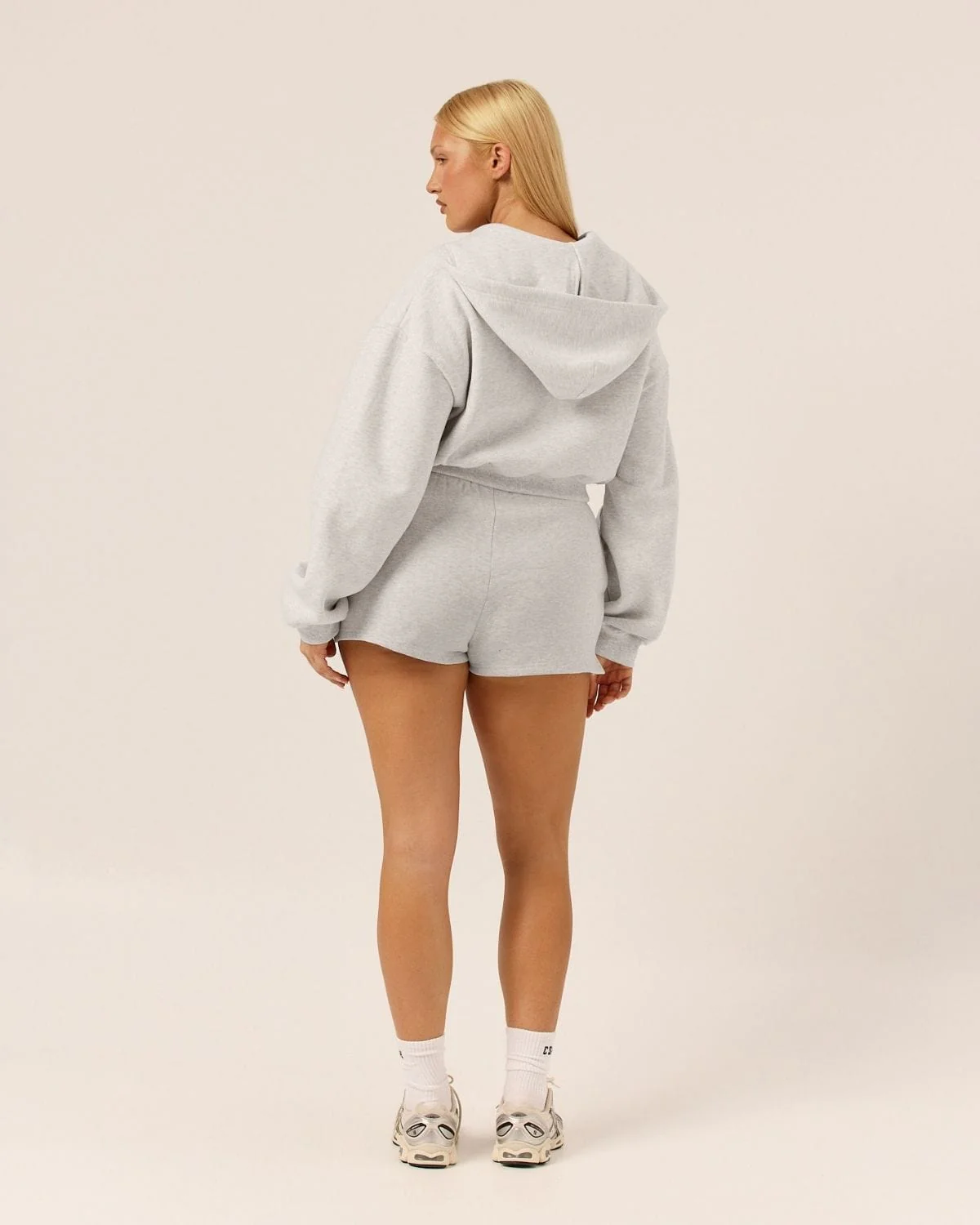 Cropped Zip Hoodie | Snow Marl - Image 9