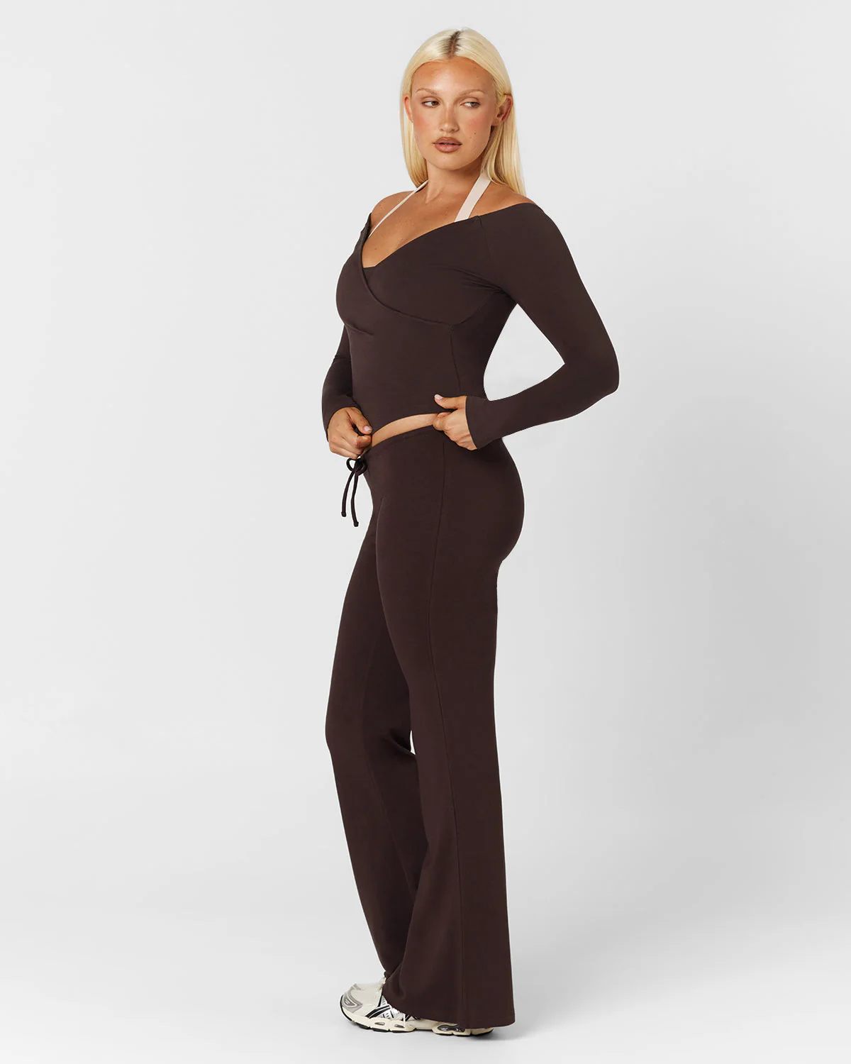Drawstring Flare Pants | Espresso - Image 4