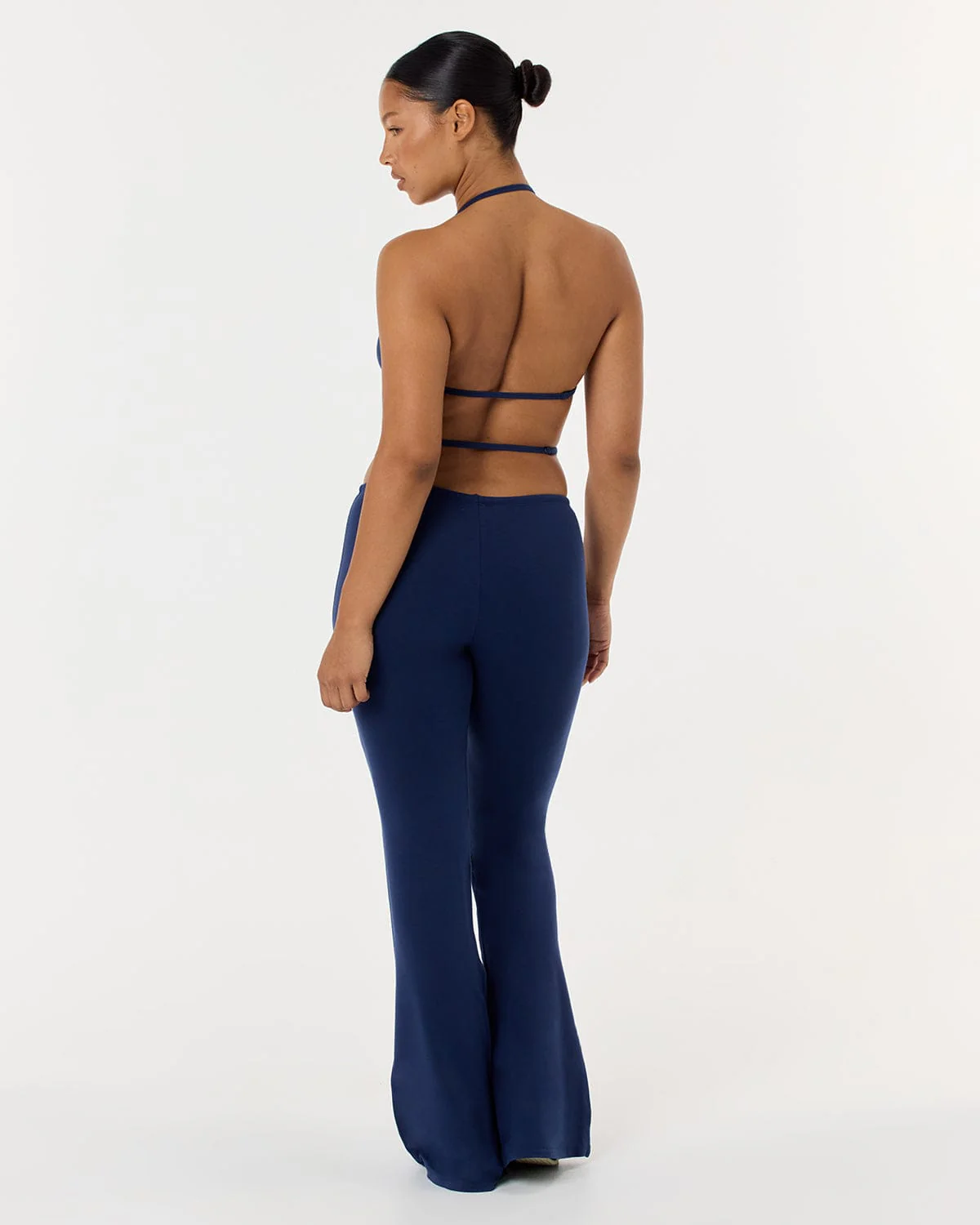 Drawstring Flare Pants | Navy - Image 3