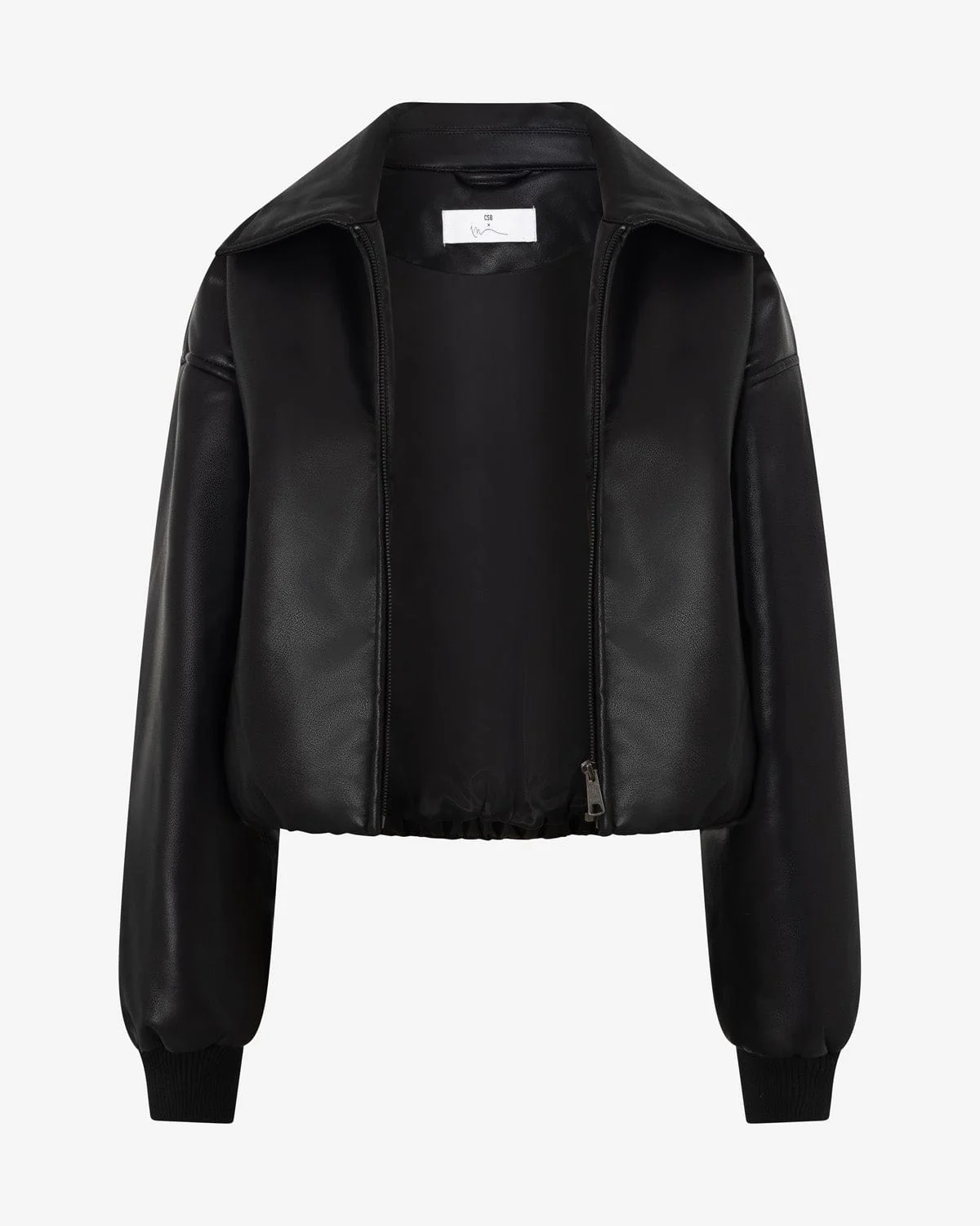 Faux Leather Bomber Jacket | Black - Image 10