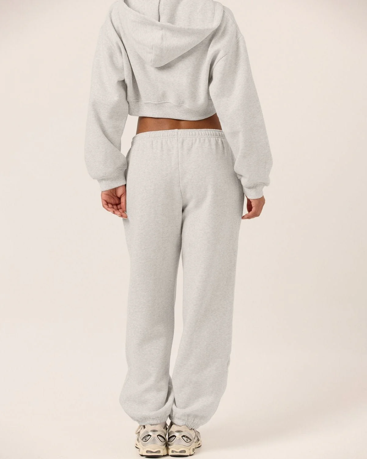 Fleece Oversized Cuff Sweatpants | Snow Marl - Image 3