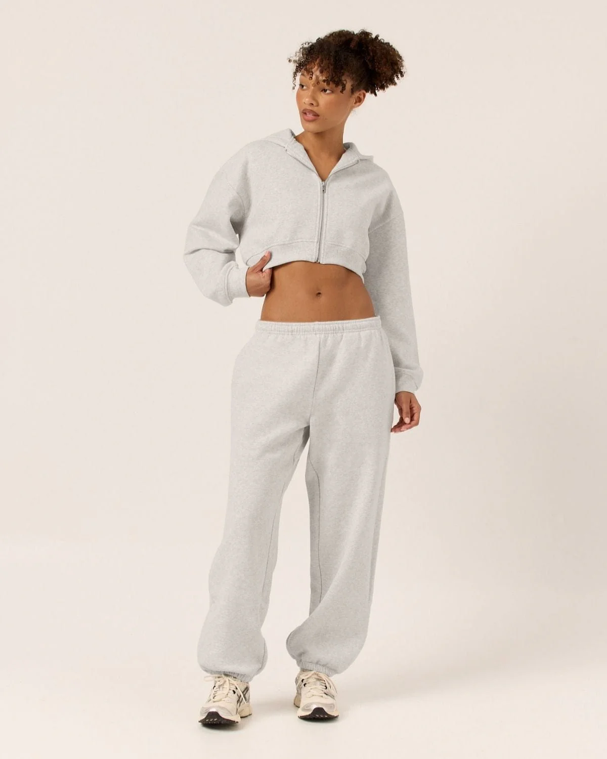 Fleece Oversized Cuff Sweatpants | Snow Marl - Image 4