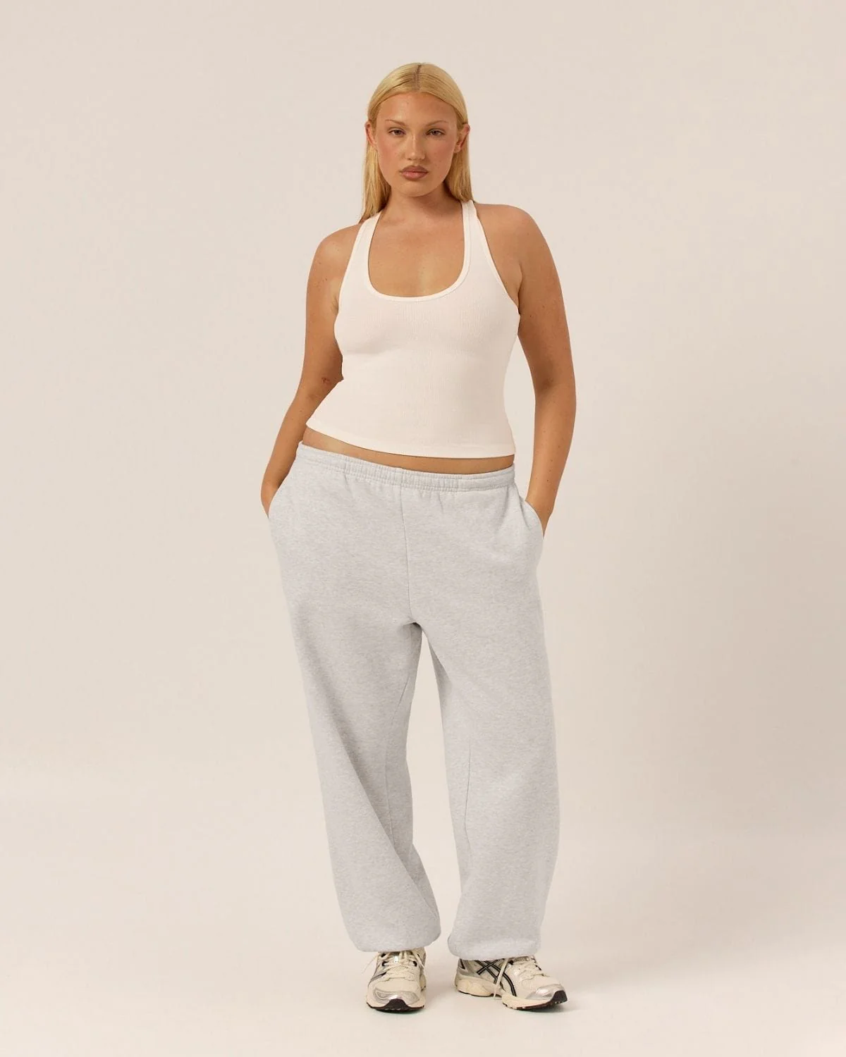 Fleece Oversized Cuff Sweatpants | Snow Marl - Image 6