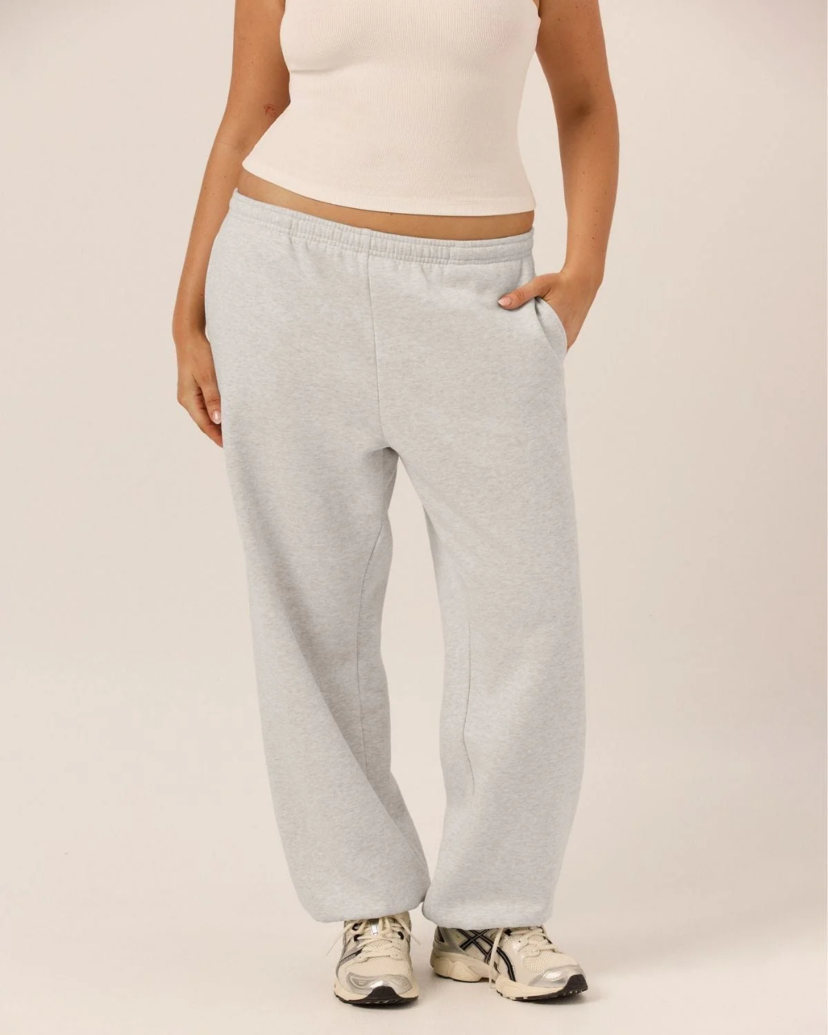 Fleece Oversized Cuff Sweatpants | Snow Marl - Image 7