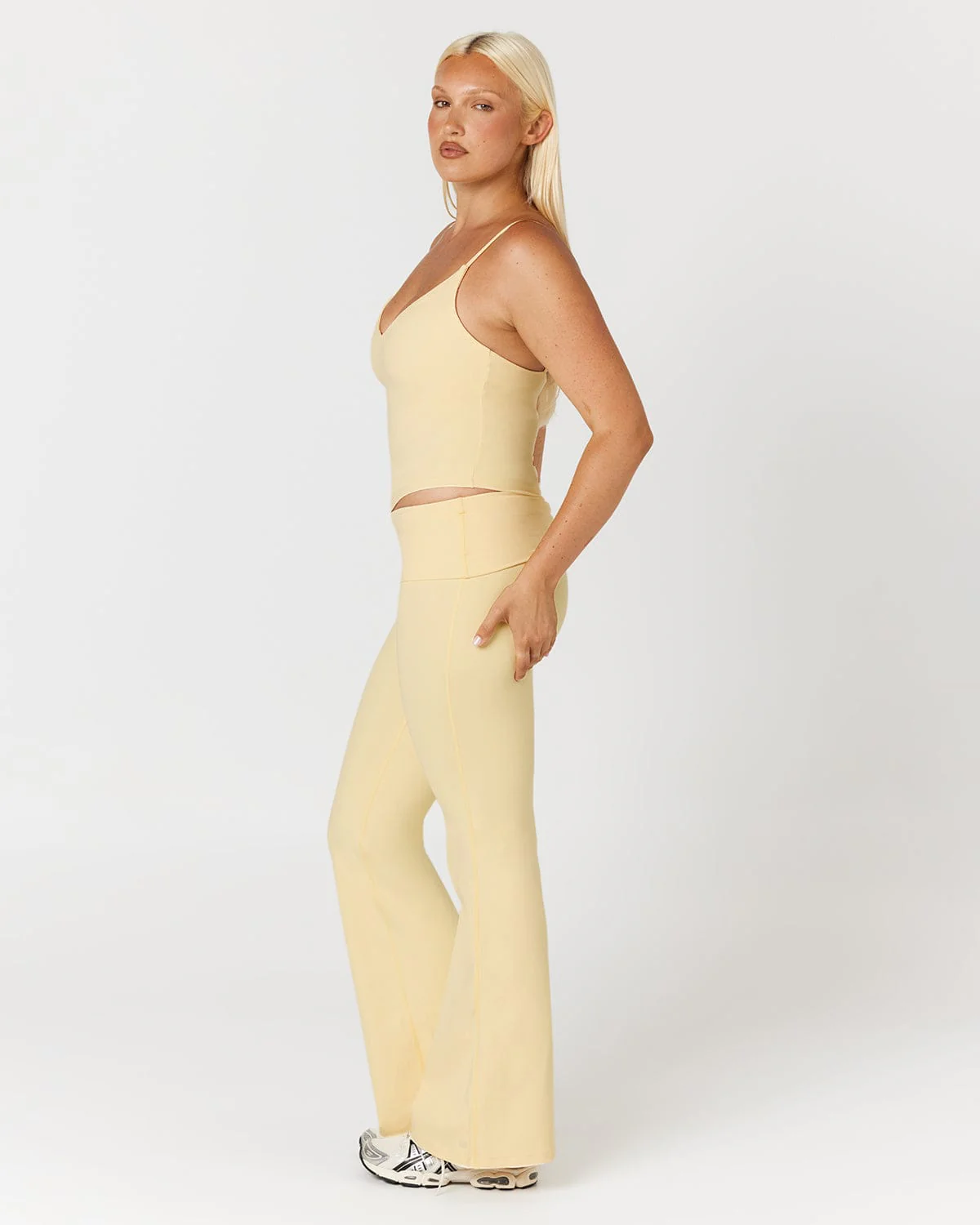 Form Invisible Scrunch Flare Fold Over Leggings | Butter - Image 6