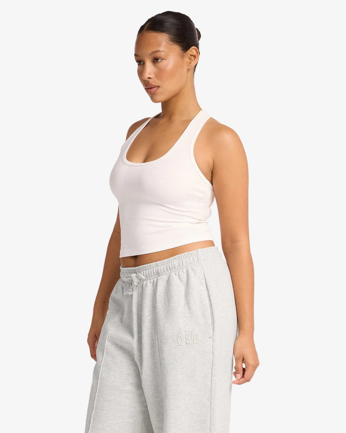 Longline Rib Tank | White - Image 7