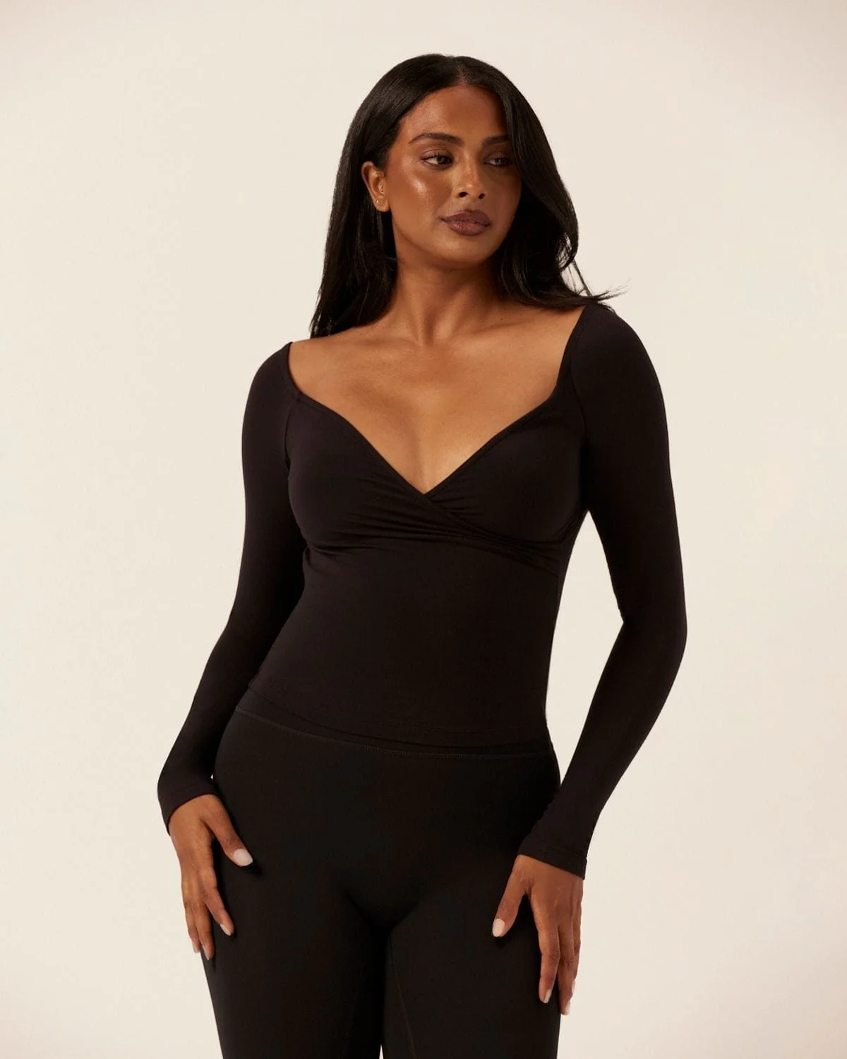 Off Shoulder Wrap Top | Black - Image 6