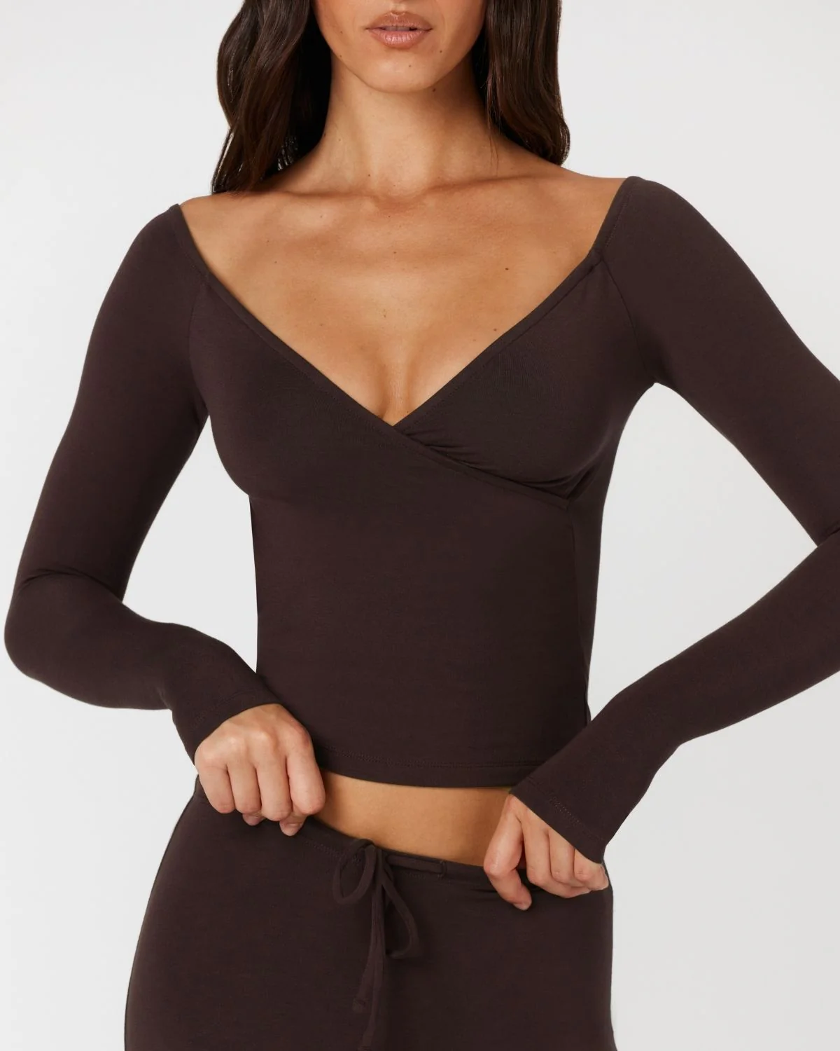 Off Shoulder Wrap Top | Espresso - Image 3