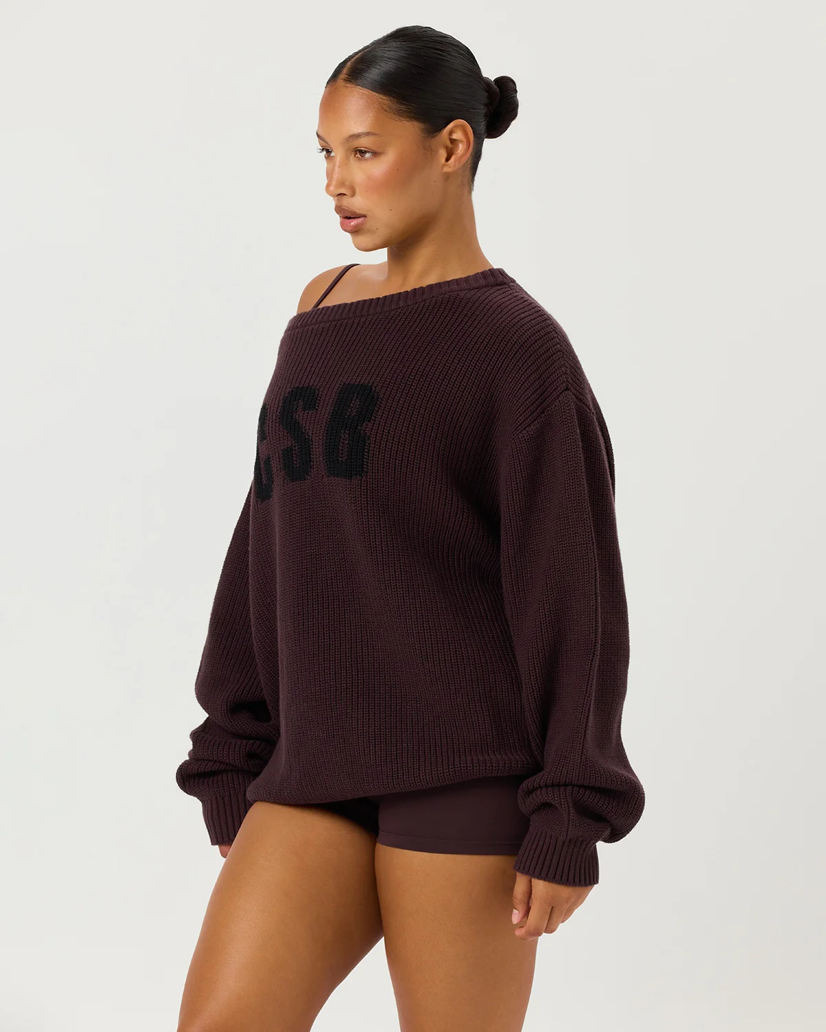 Off Shoulder Knit Sweater | Espresso - Image 3