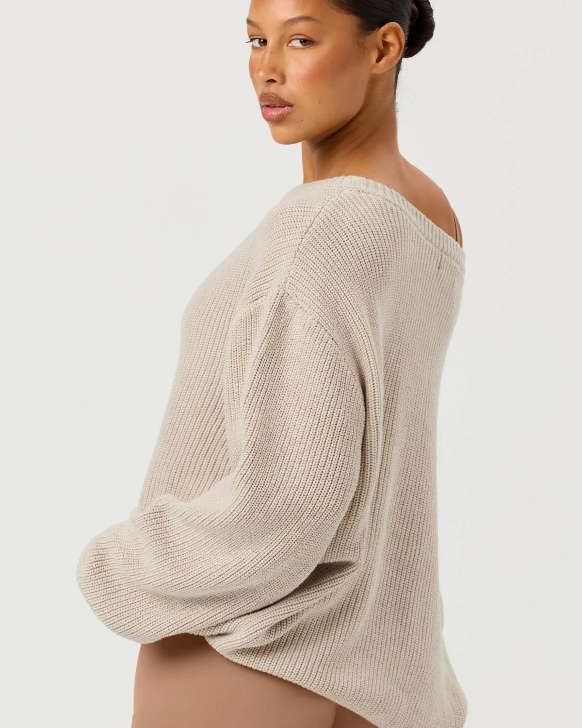Off Shoulder Knit Sweater | Oak - Image 3