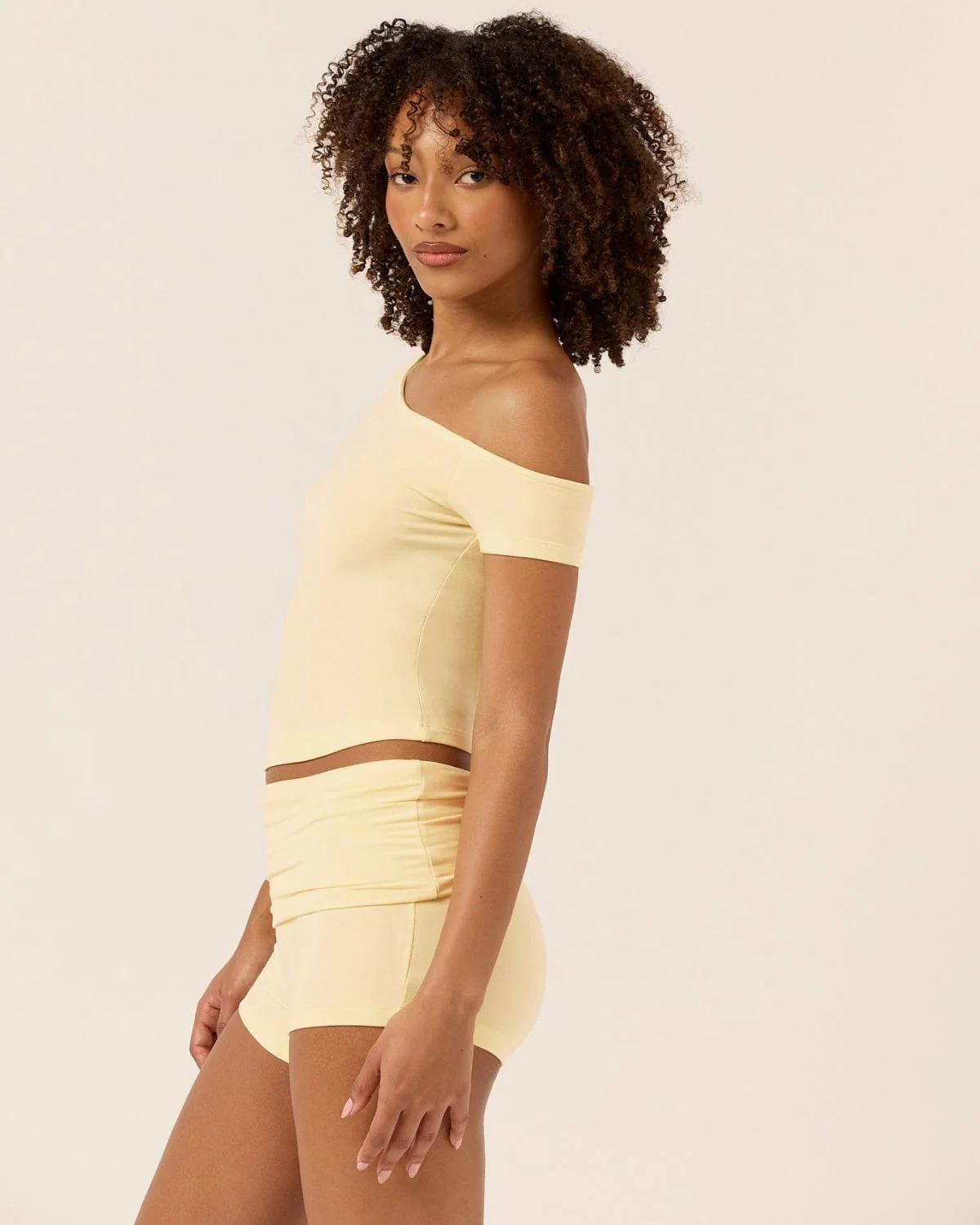 One Shoulder Capped Sleeve Top | Butter - Image 5