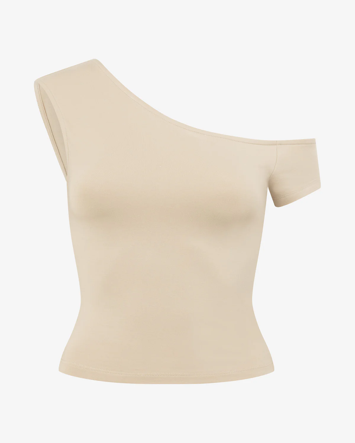 One Shoulder Capped Sleeve Top | Fawn - Image 8