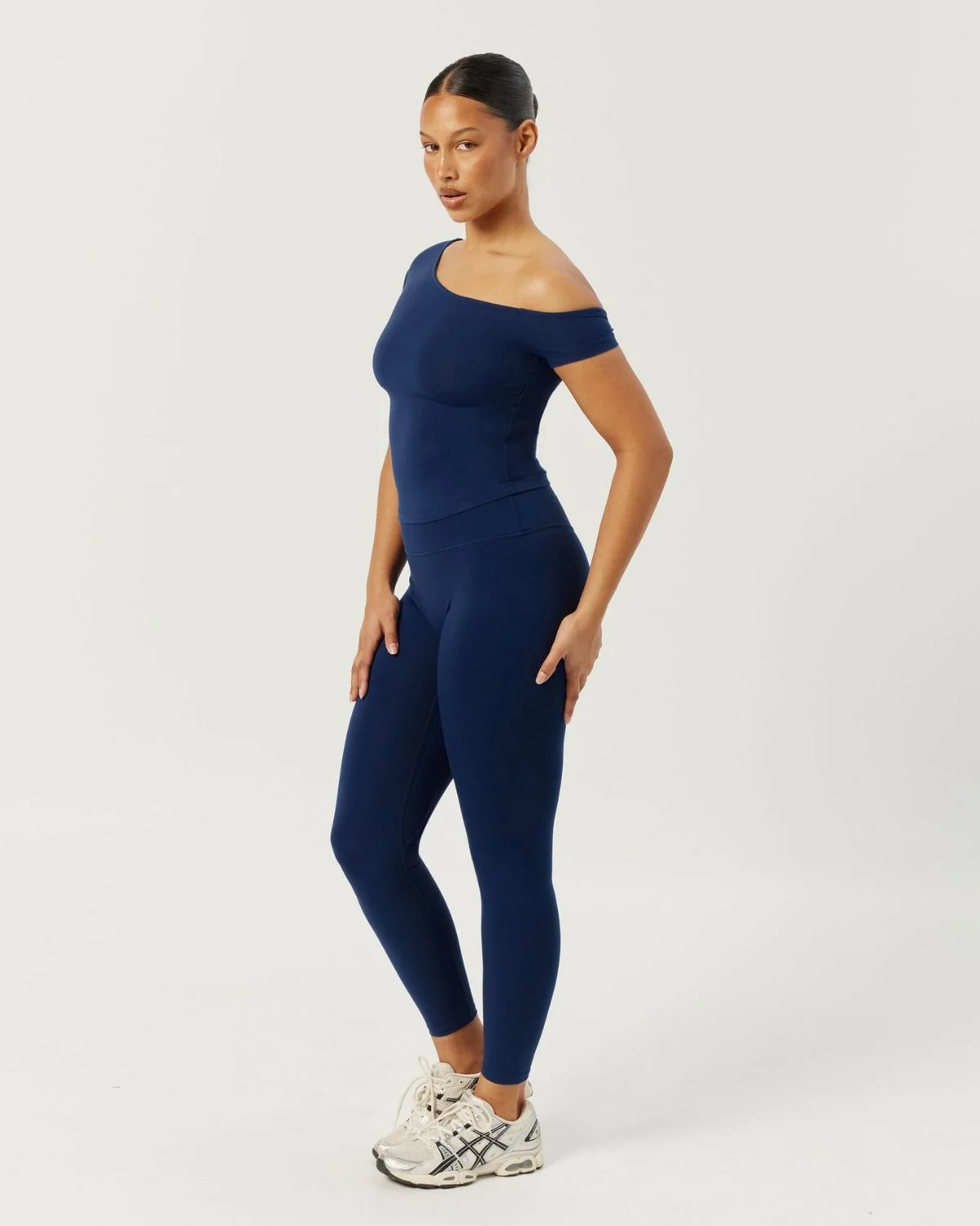 One Shoulder Capped Sleeve Top | Navy - Image 6