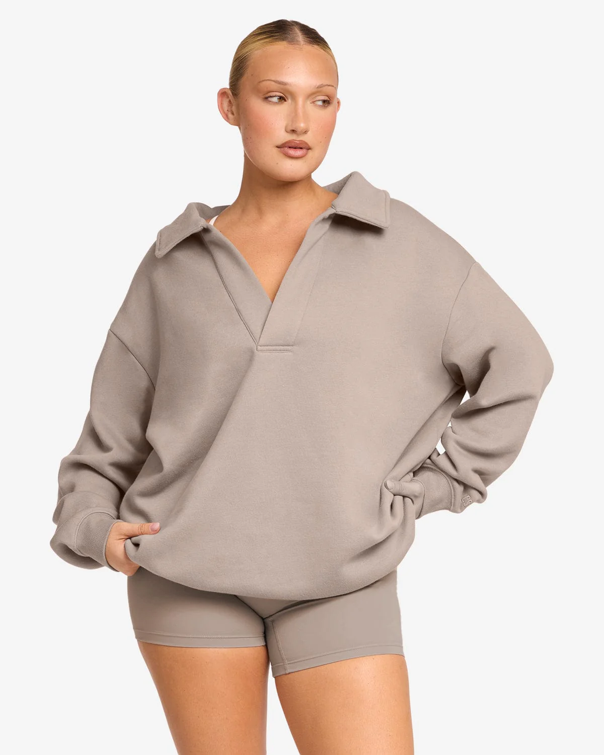 Open Collared Sweater | Latte - Image 4