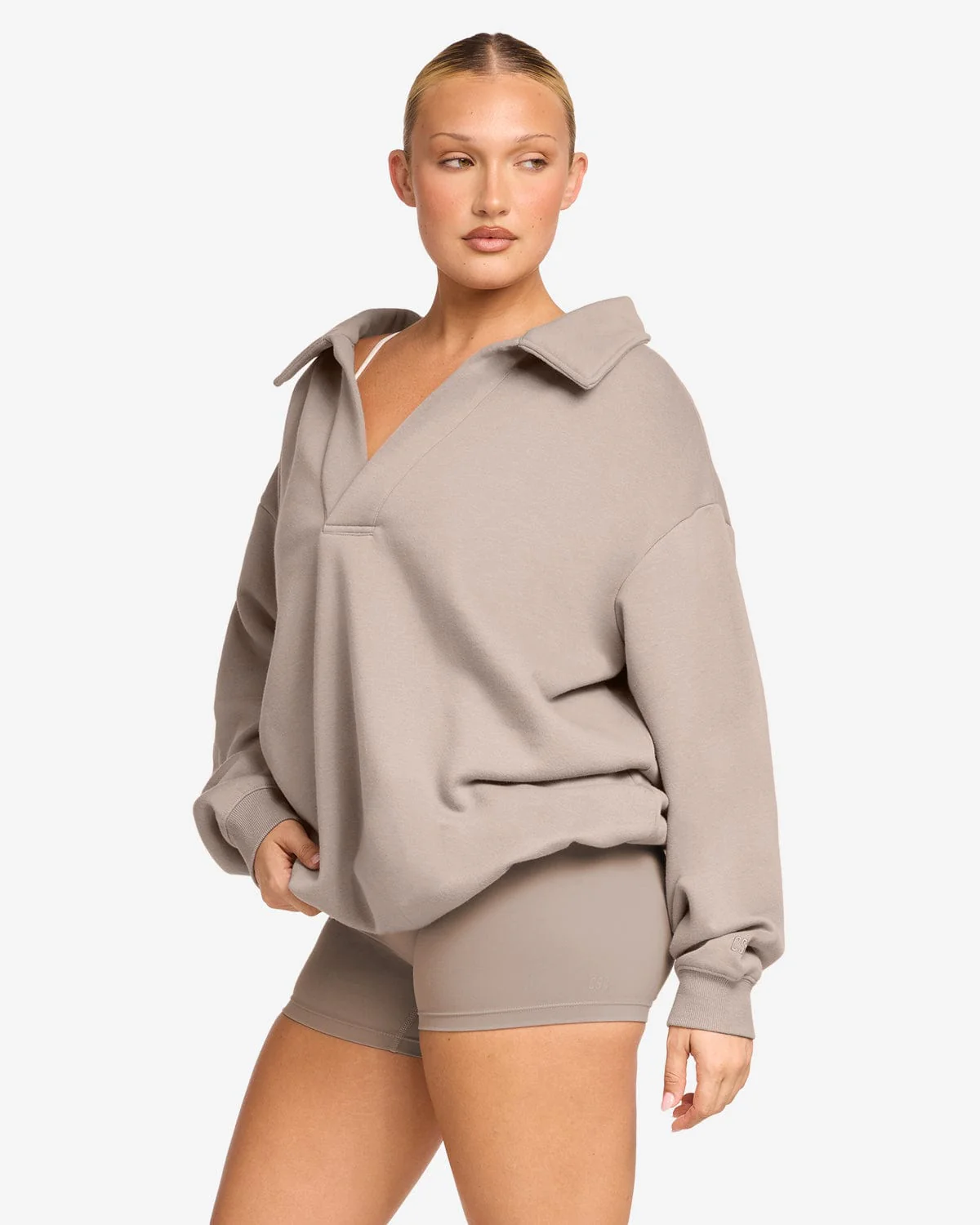 Open Collared Sweater | Latte - Image 5