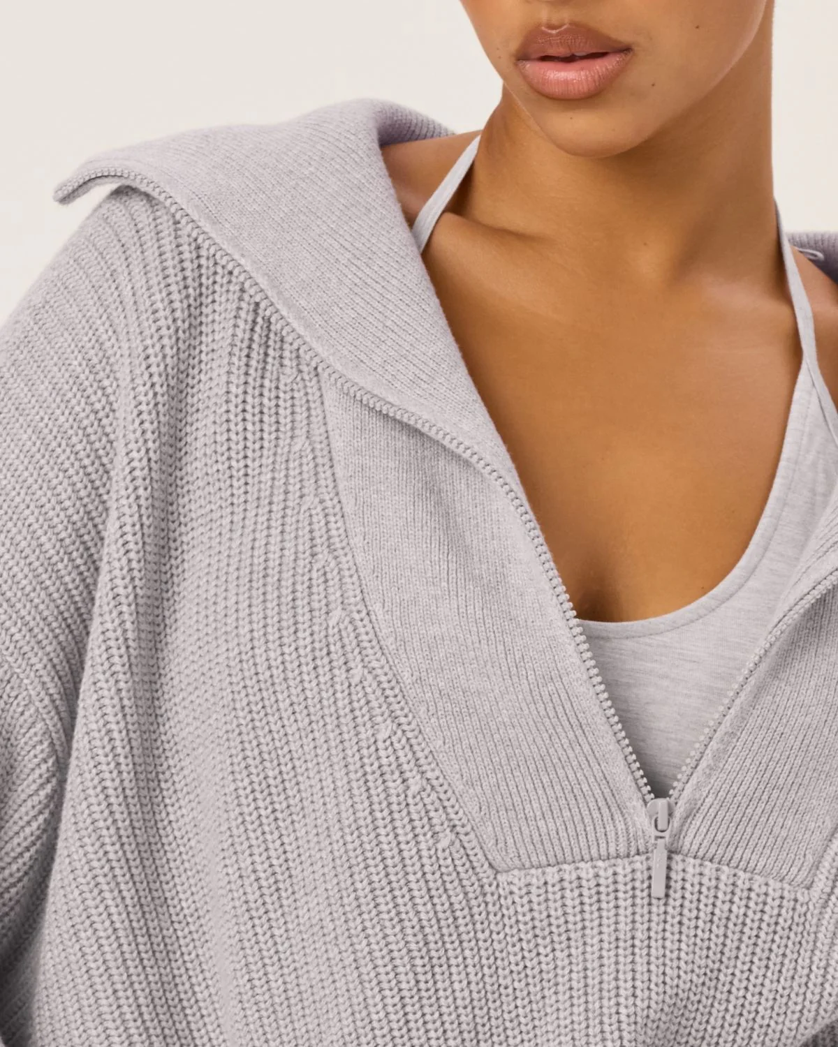 Oversized Knit Sweater | Grey Marl - Image 3