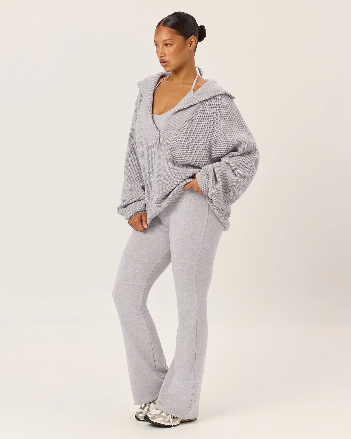 Oversized Knit Sweater | Grey Marl - Image 4