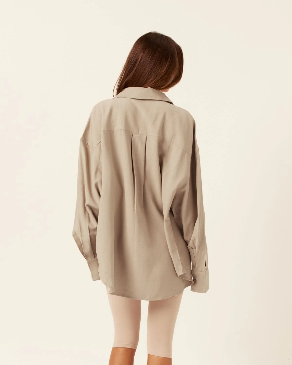 Oversized Long Sleeve Button Up Shirt | Fawn - Image 4