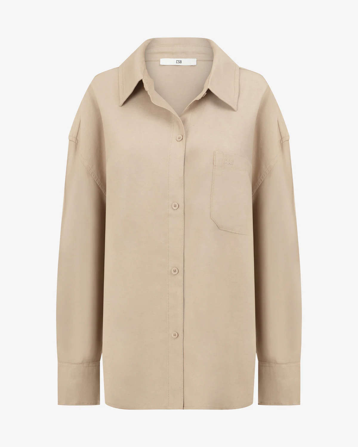 Oversized Long Sleeve Button Up Shirt | Fawn - Image 7