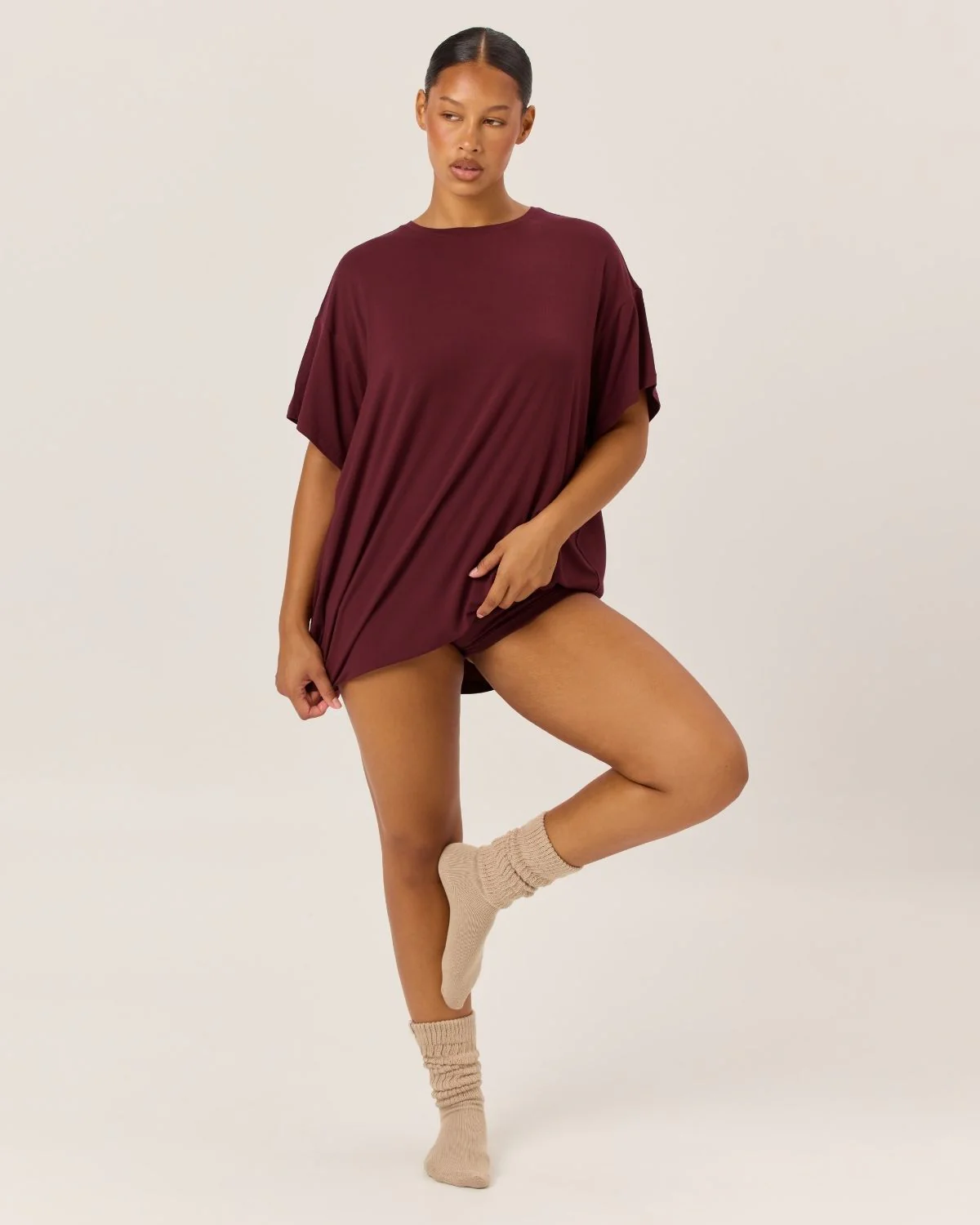 Oversized Sleep Tee | Burgundy - Image 4