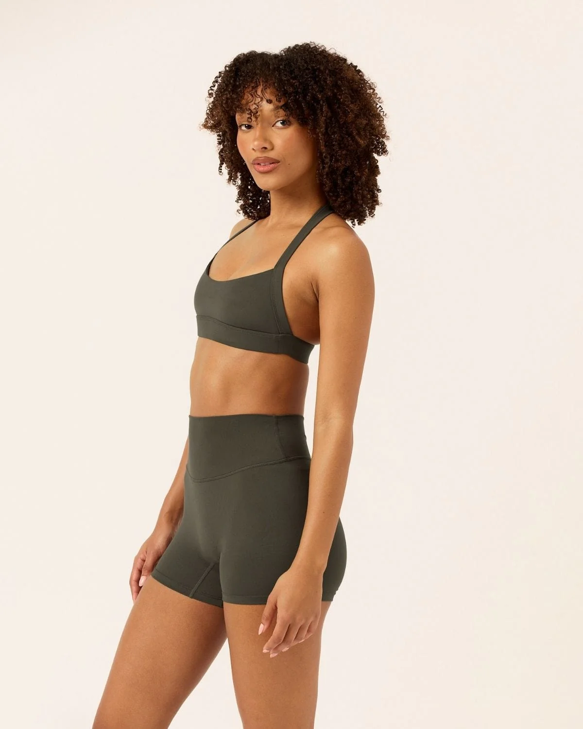 Serenity Invisible Scrunch Shorts 4" | Deep Olive - Image 4