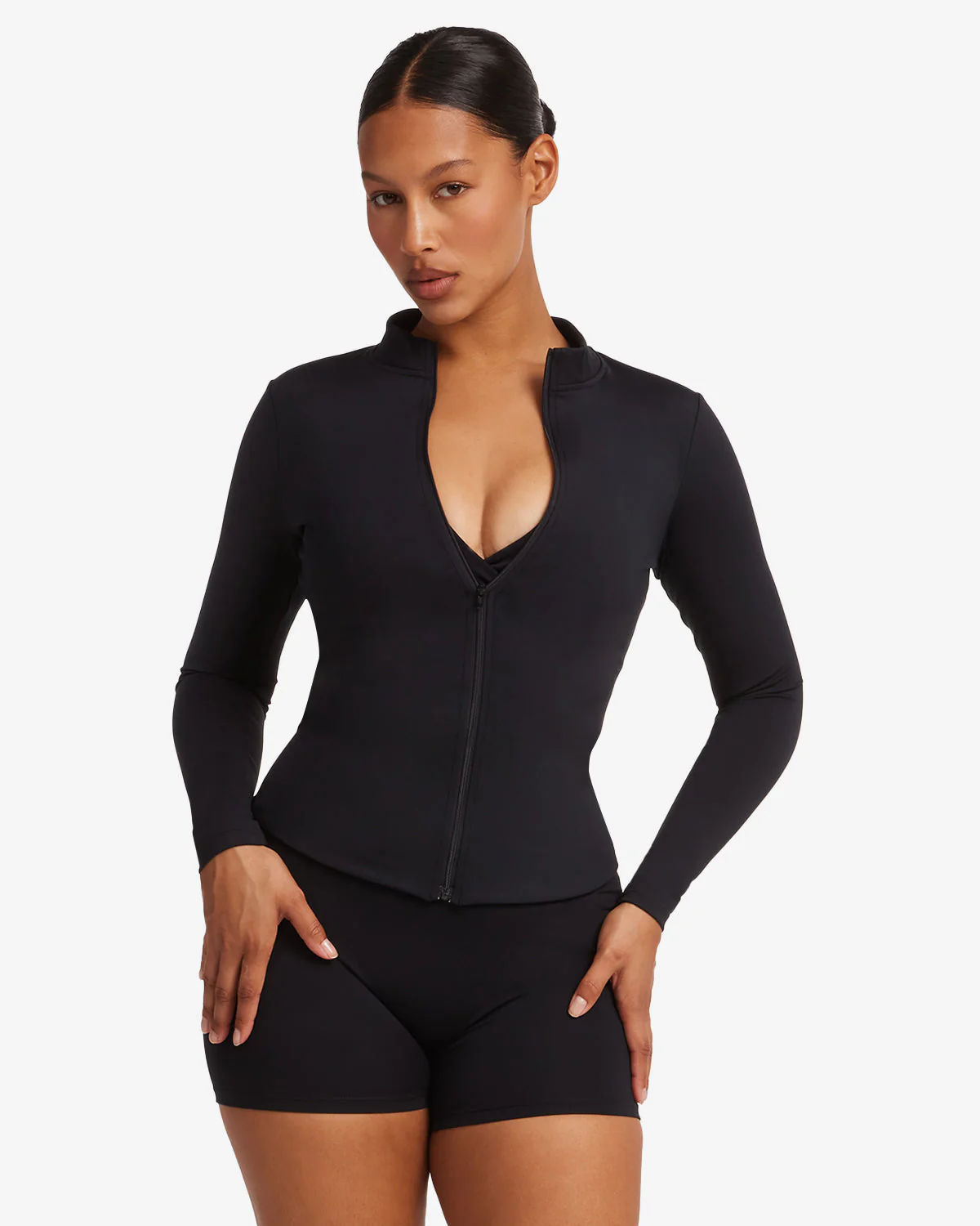 Serenity Longline Zip Up Jacket | Black - Image 6
