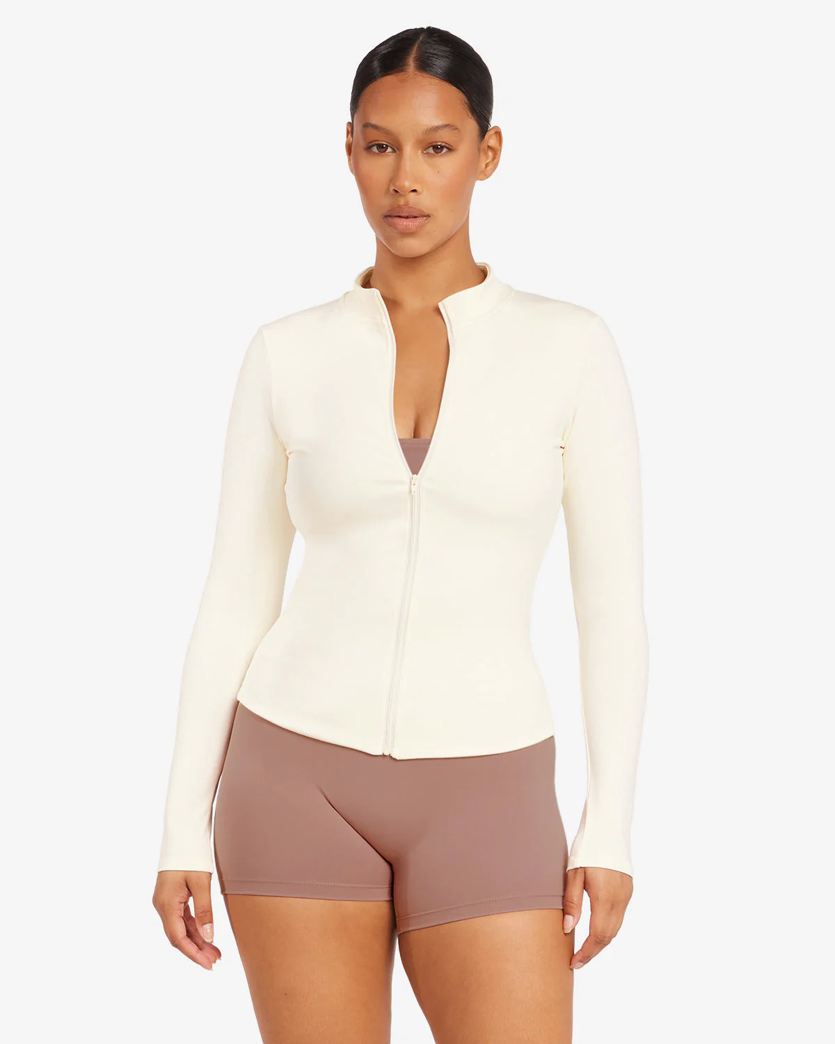 Serenity Longline Zip Up Jacket | Buttercream - Image 7