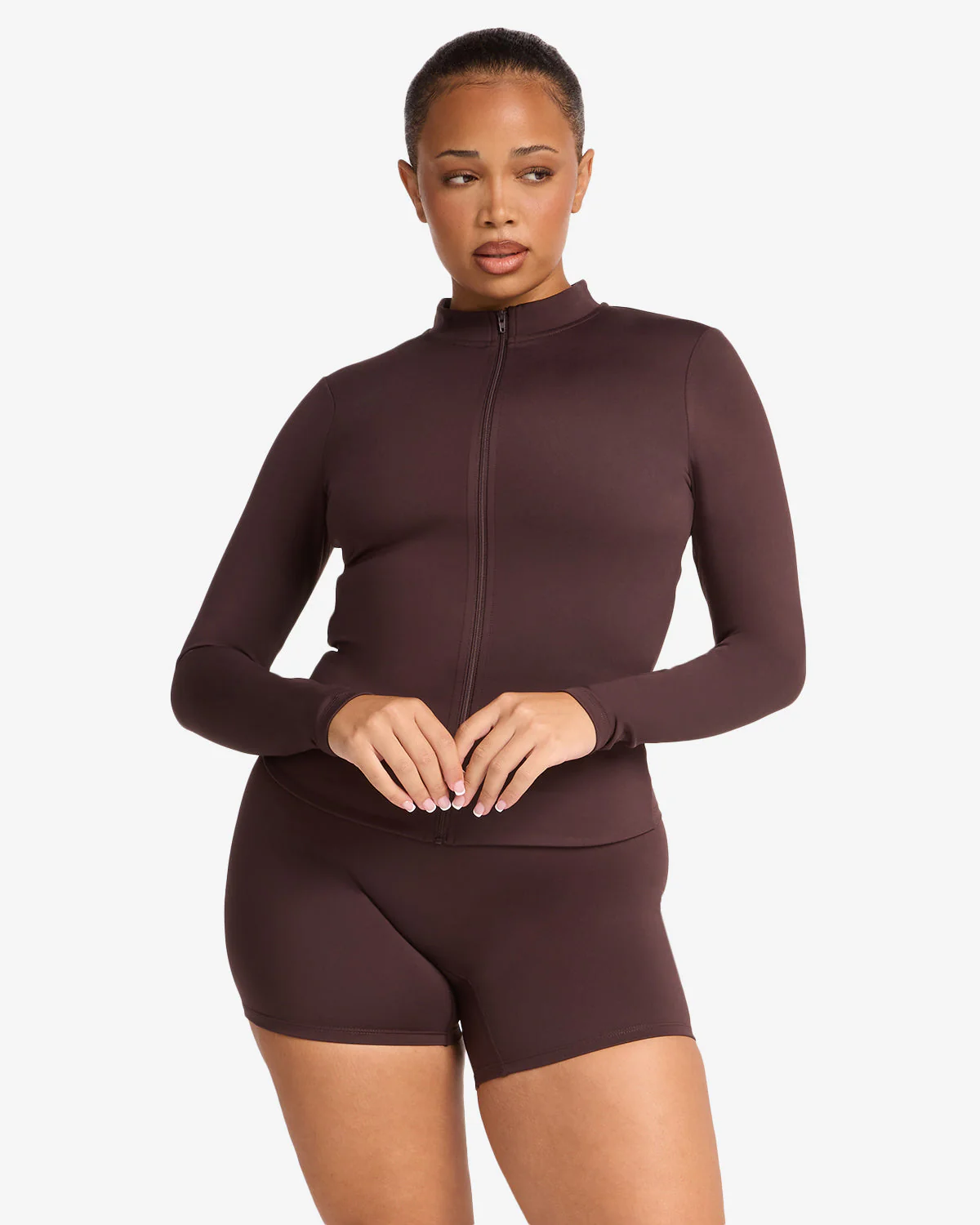 Serenity Longline Zip Up Jacket | Espresso - Image 3