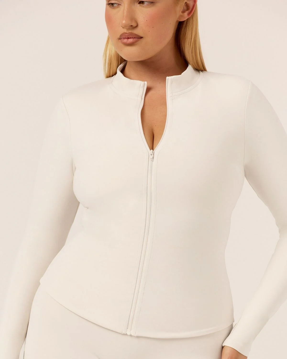 Serenity Longline Zip Up Jacket | Vanilla
