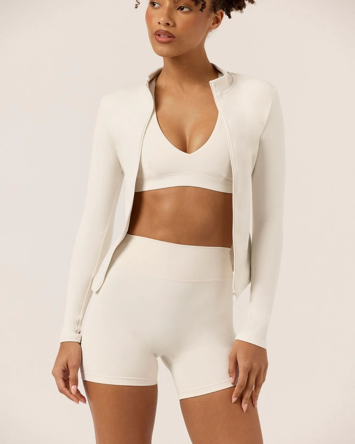 Serenity Longline Zip Up Jacket | Vanilla - Image 4