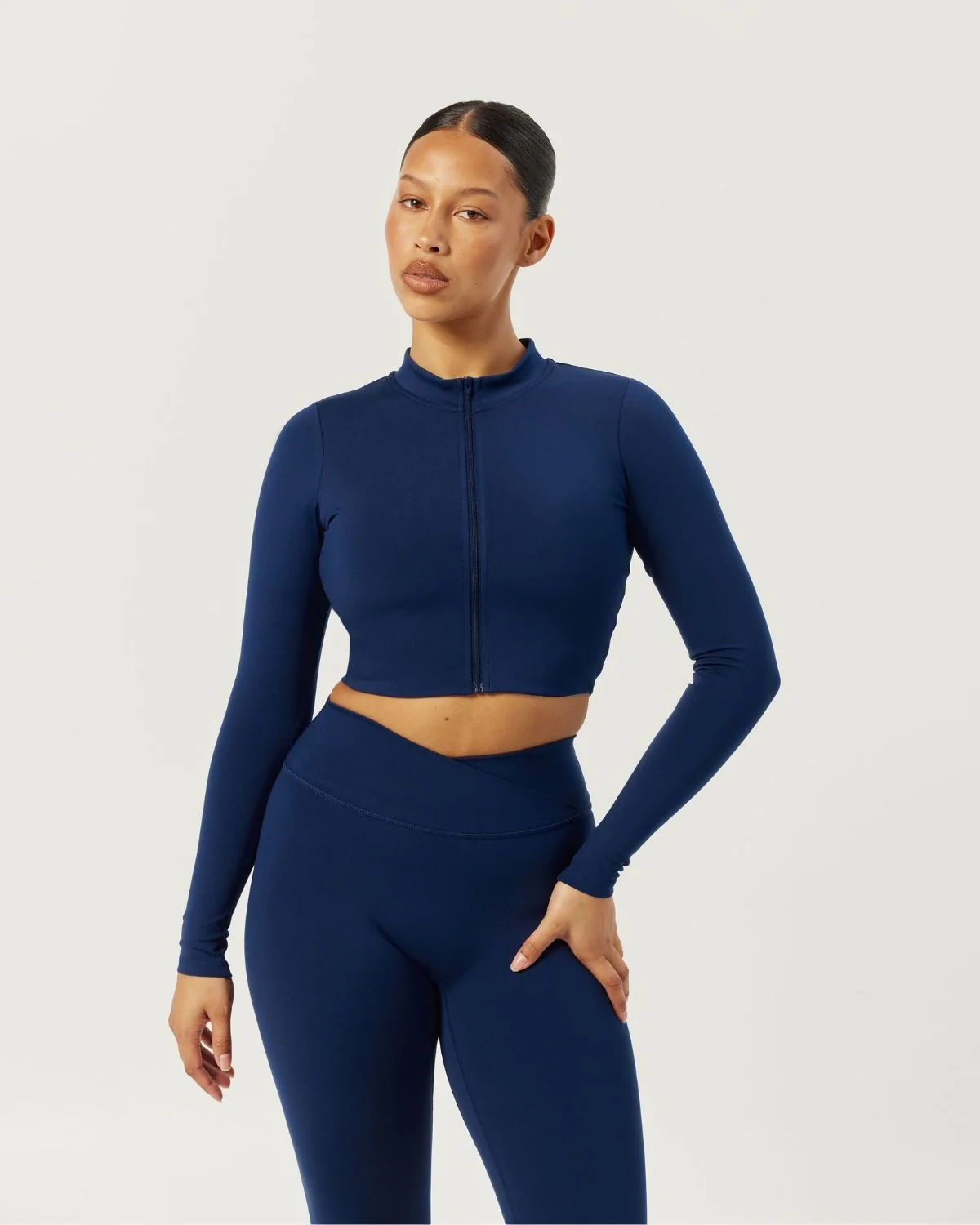 Serenity Cropped Zip Jacket | Navy - Image 4