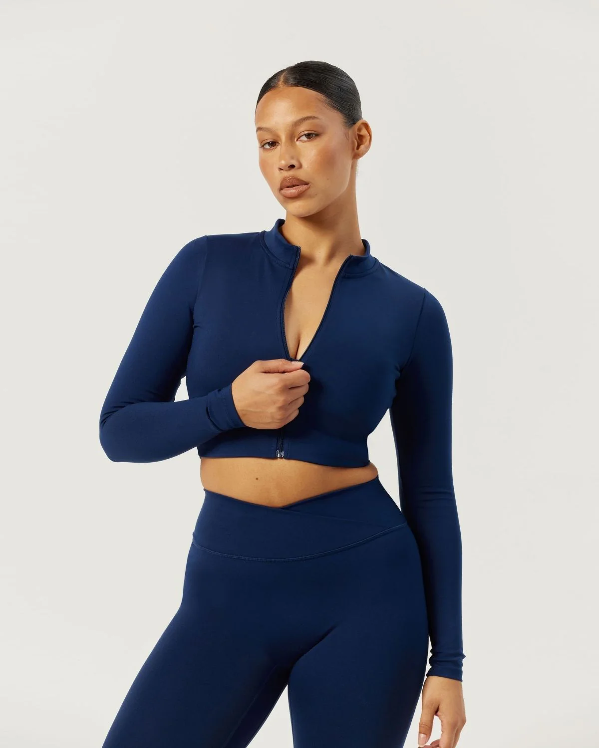 Serenity Cropped Zip Jacket | Navy - Image 6