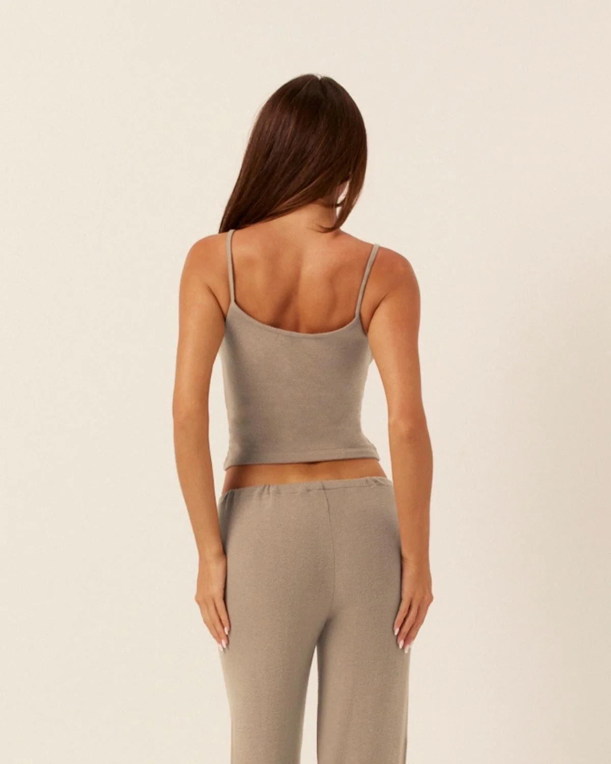 Terry Thin Strap Tank | Almond - Image 3