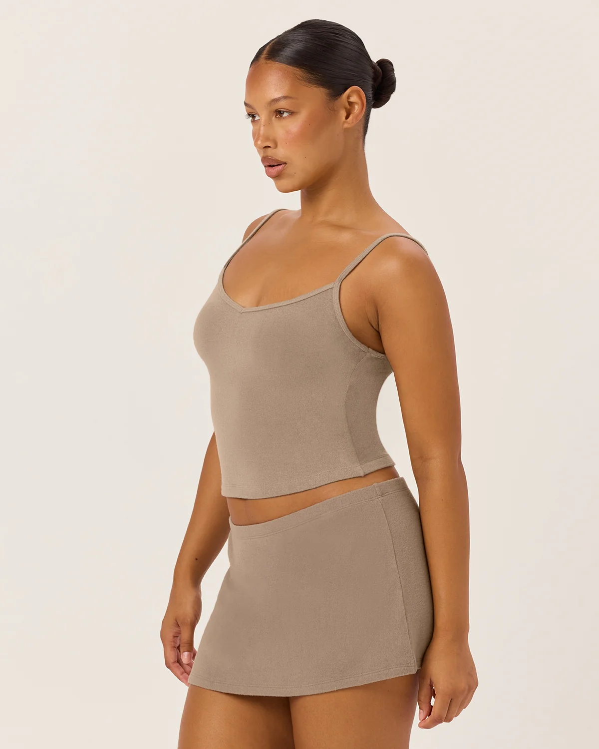 Terry Thin Strap Tank | Almond - Image 6