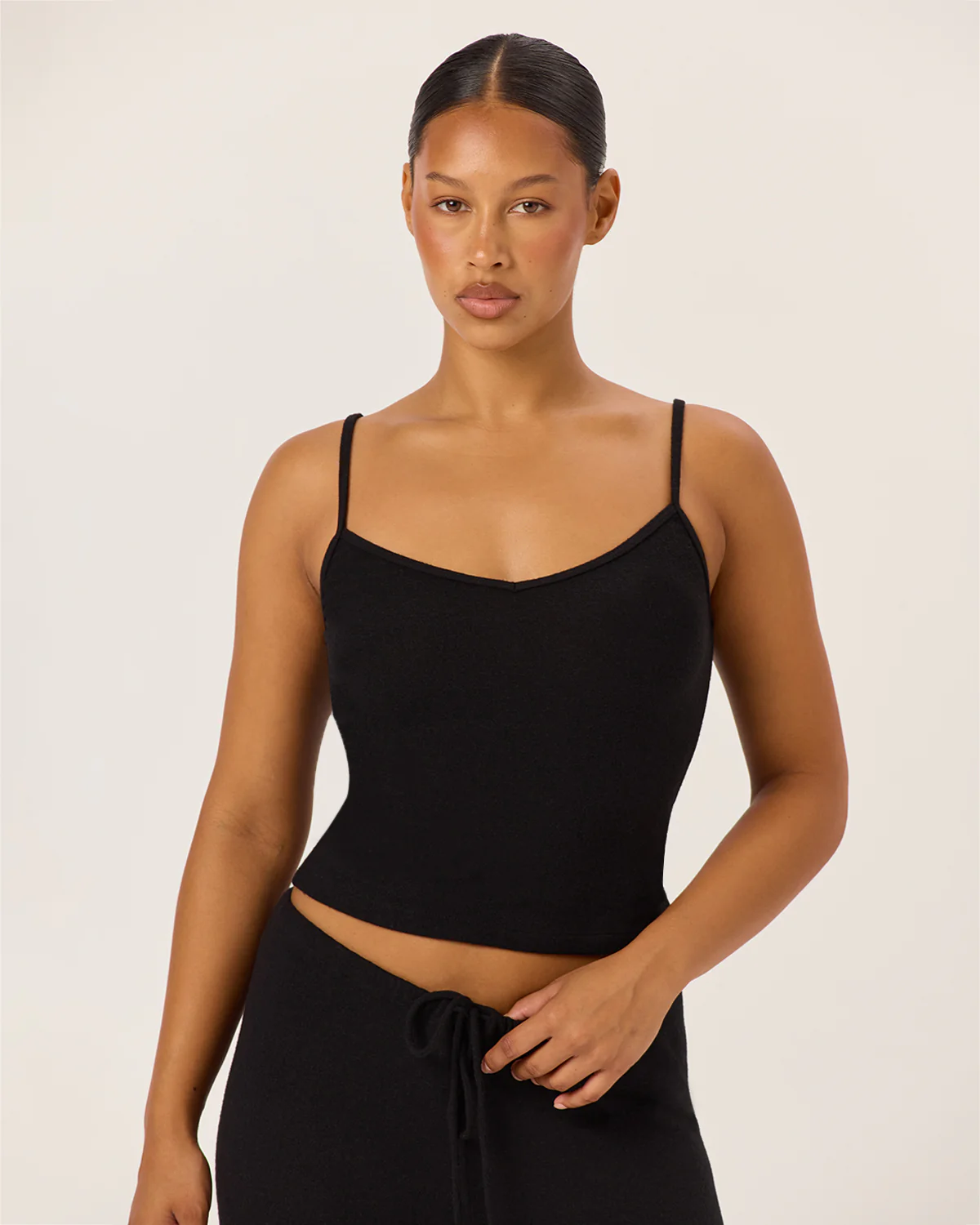 Terry Thin Strap Tank | Black - Image 4