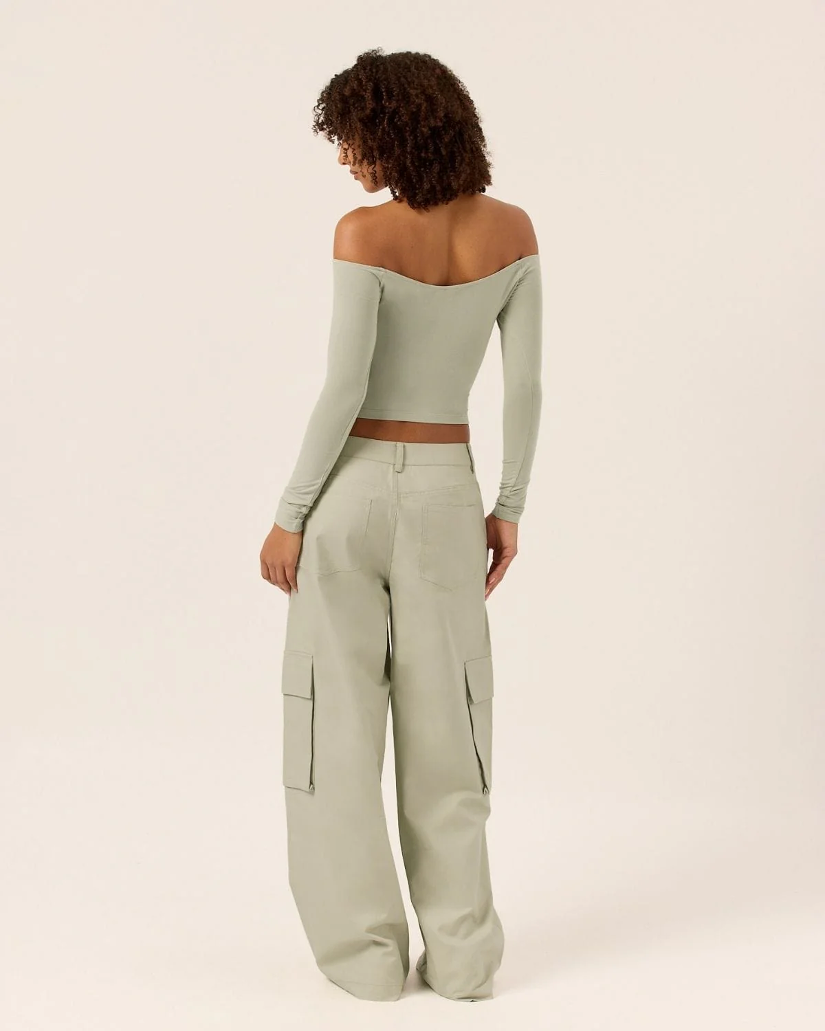 Wide Leg Cargo Pants | Sage - Image 4