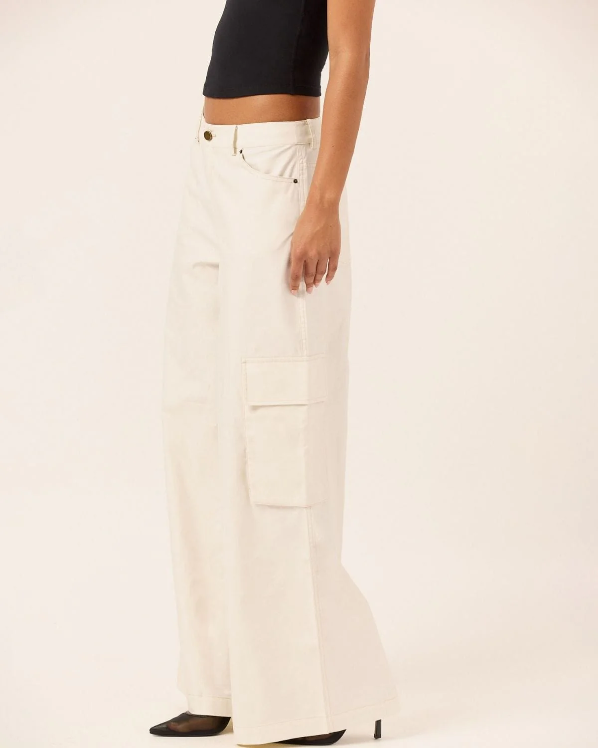 Wide Leg Cargo Pants | Vanilla - Image 8