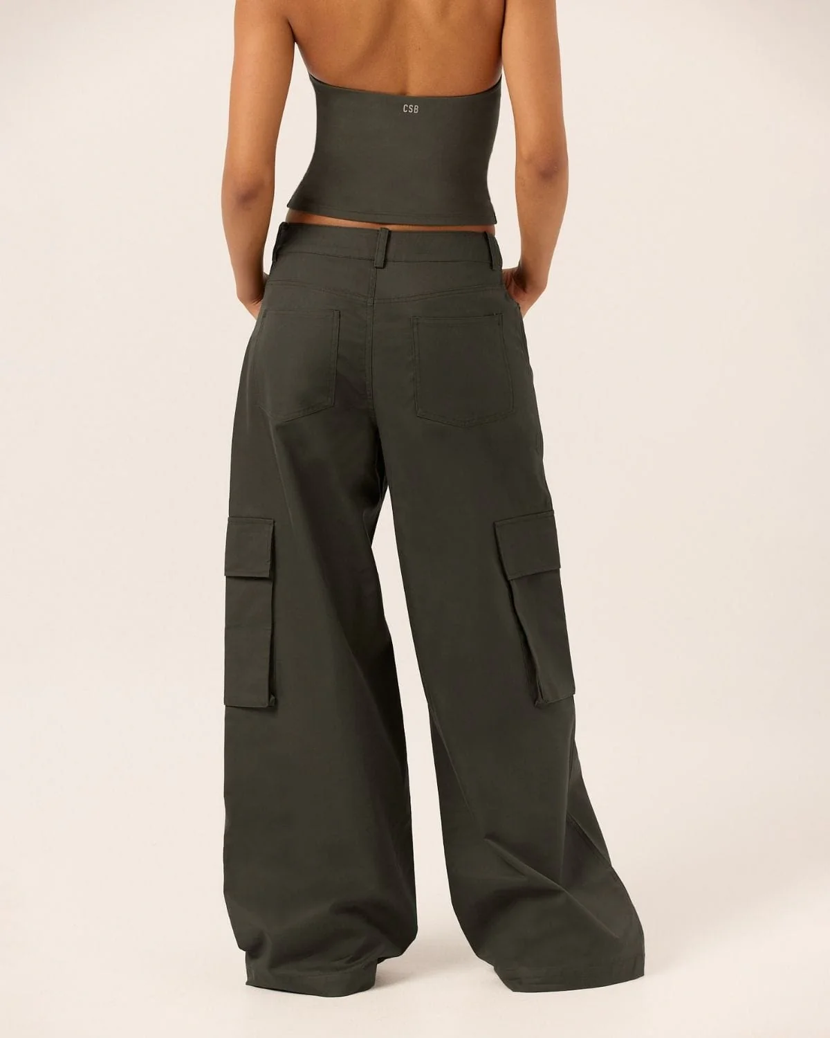 Wide Leg Cargo Pants | Deep Olive - Image 10