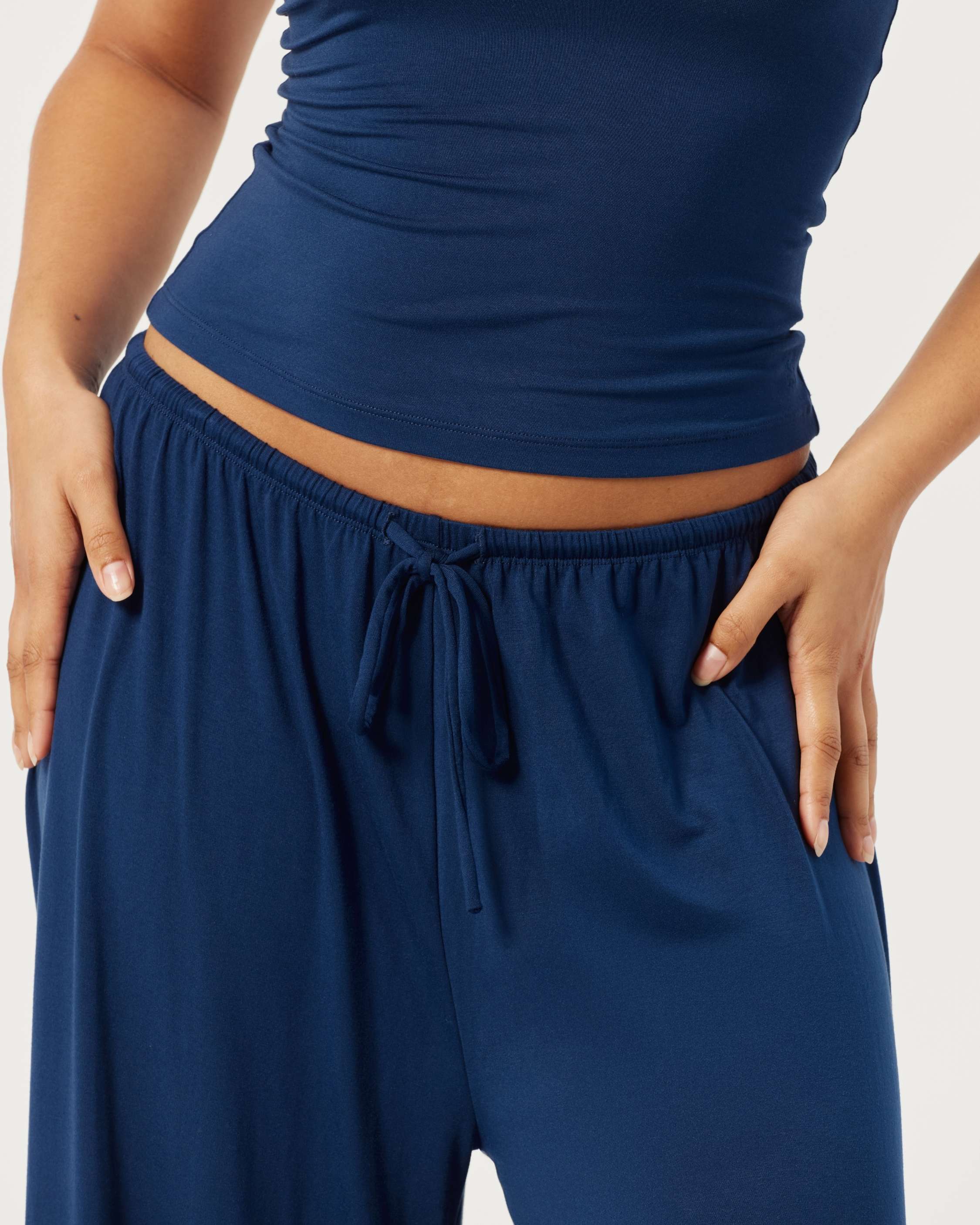 Wide Leg Sleep Pant | Navy - Image 4