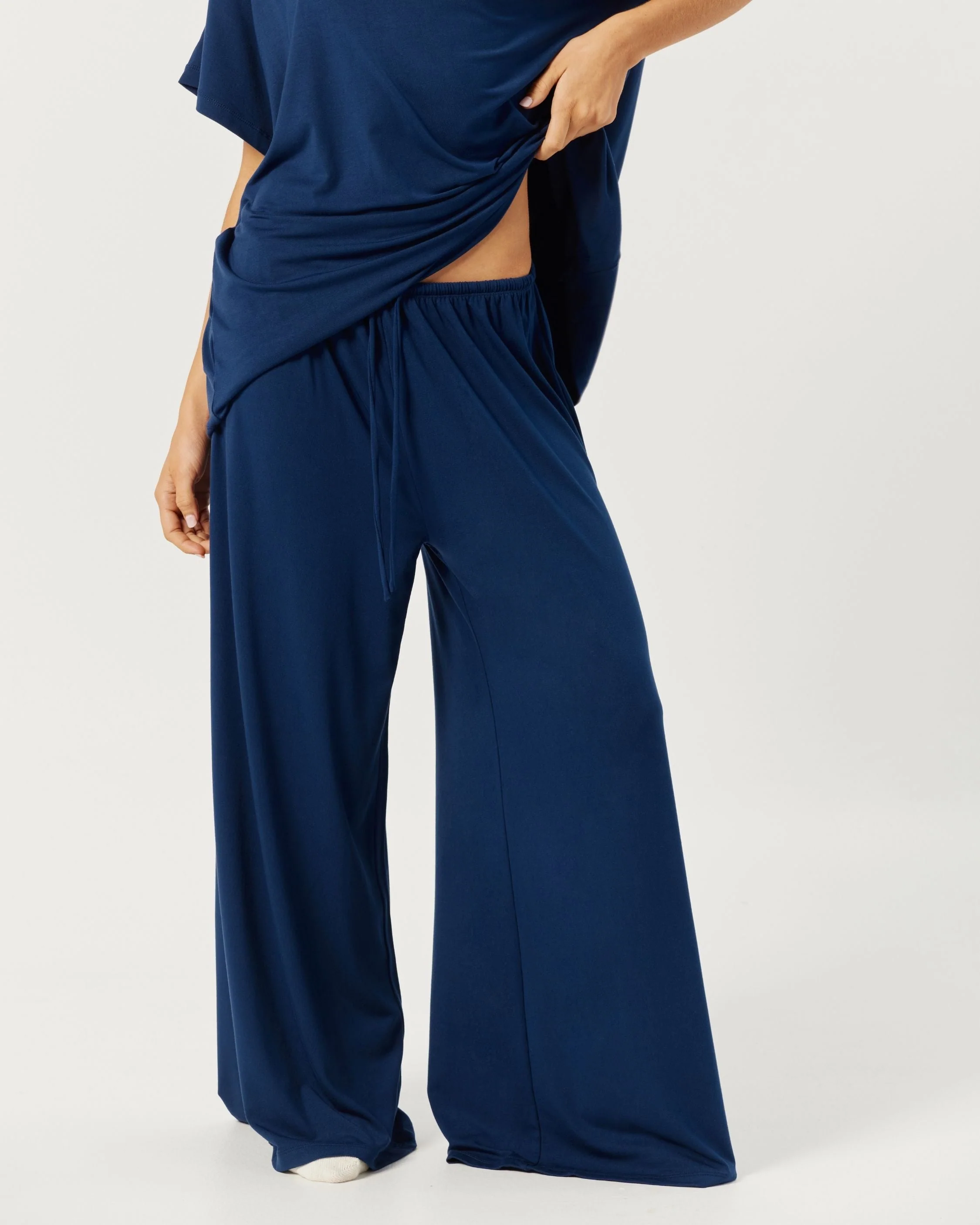 Wide Leg Sleep Pant | Navy - Image 9